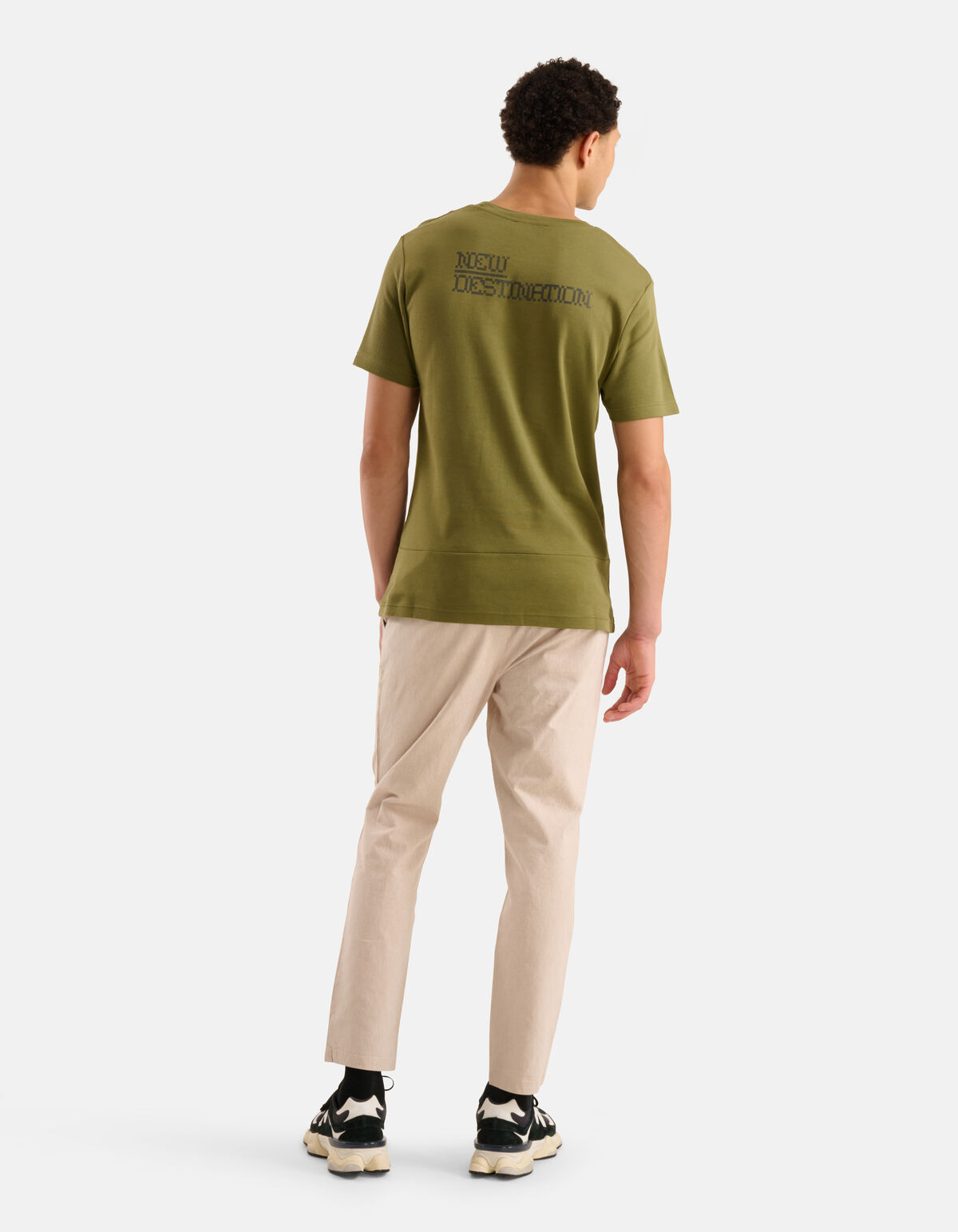 Textur-T-Shirt Olivgrün SHOEBY MEN