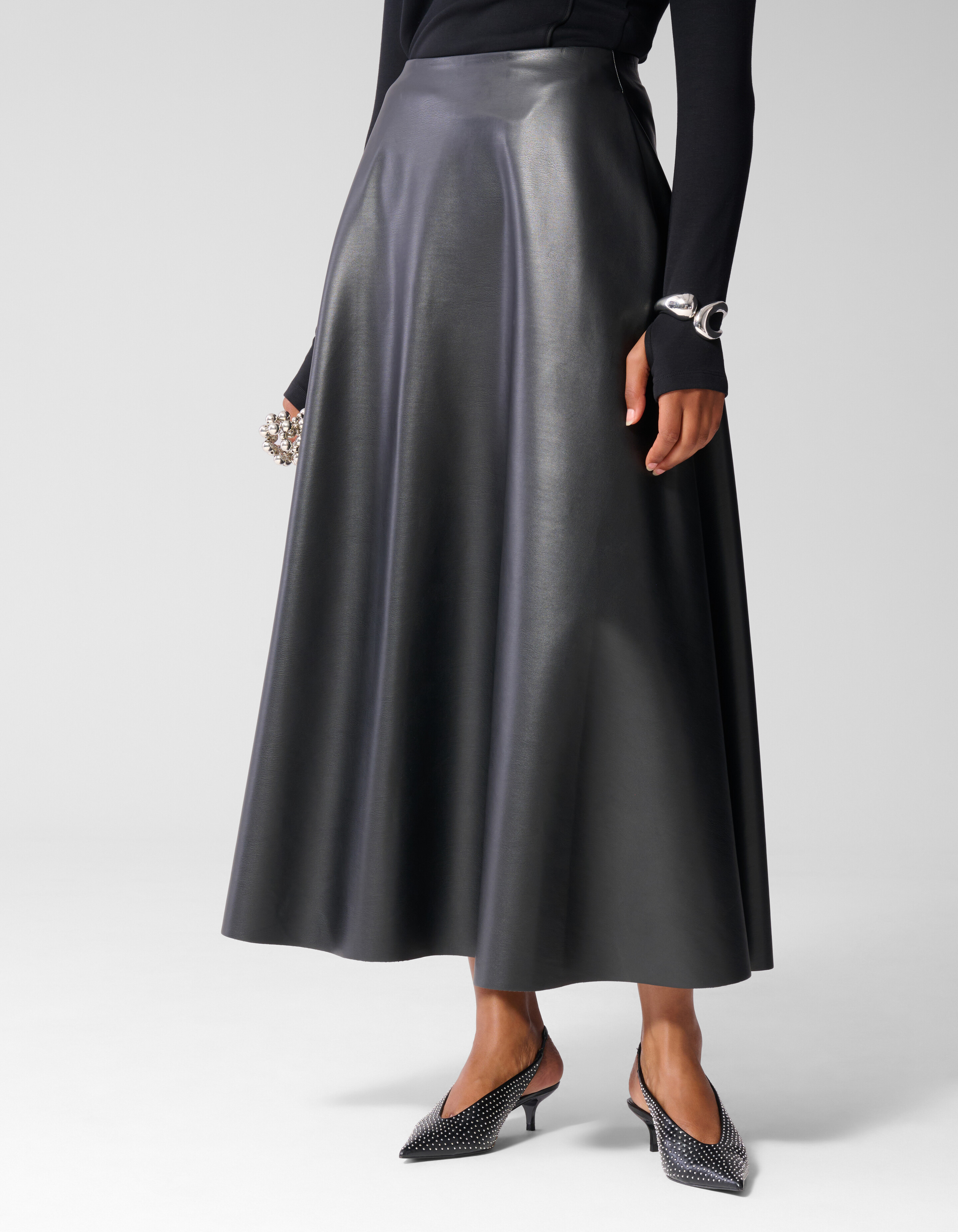 Veganer Maxi-Rock aus Kunstleder schwarz SHOEBY WOMEN