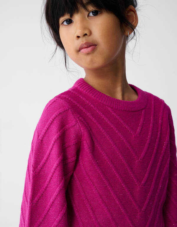 Glitzer-Strickpullover Dunkelrosa SHOEBY GIRLS