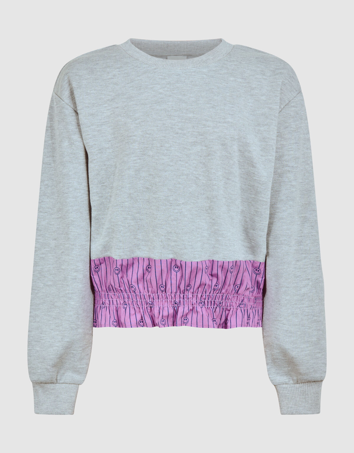 Smiley Nadelstreifen-Pullover Grau SHOEBY GIRLS