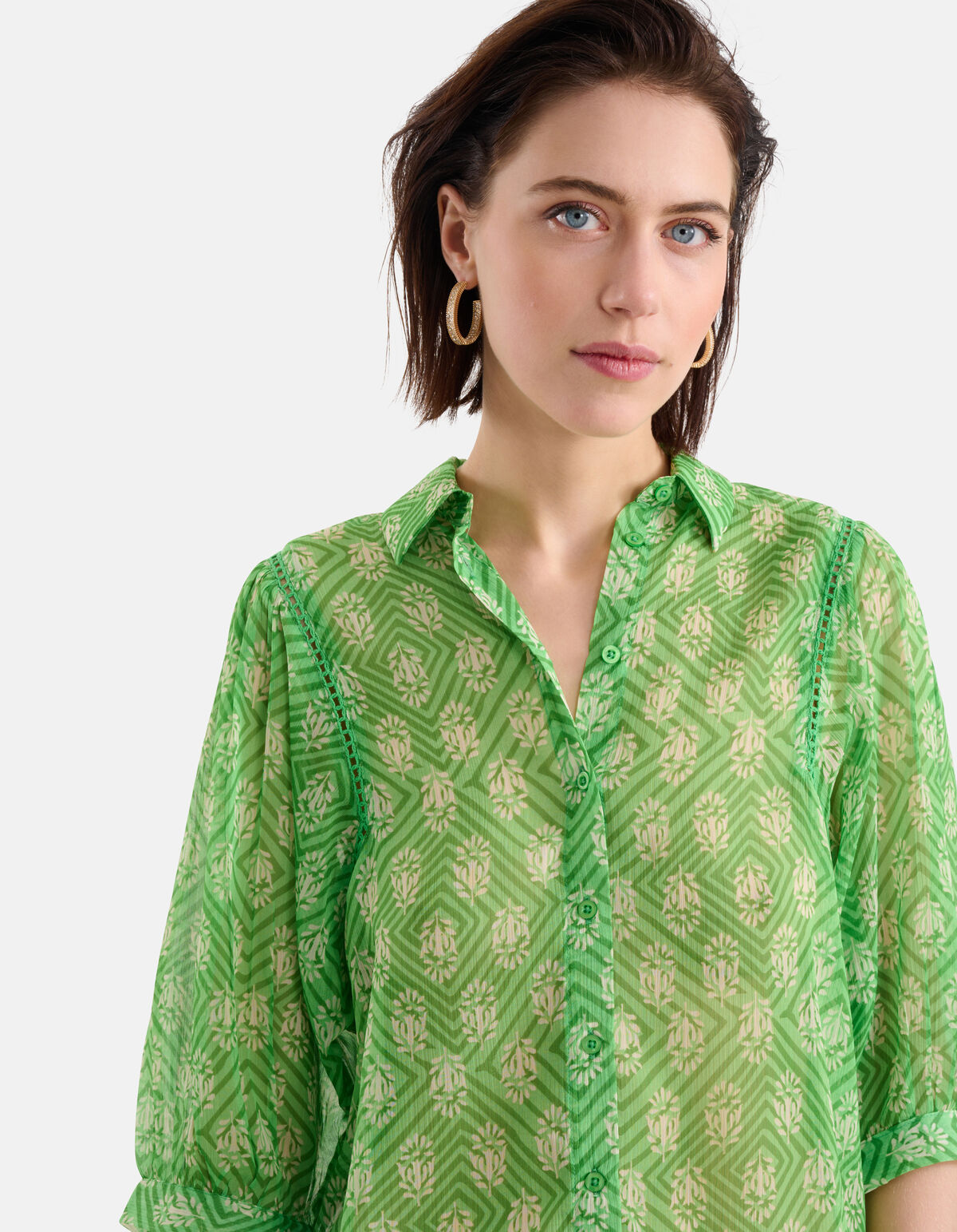 Printed Chiffon Blouse Groen SHOEBY WOMEN