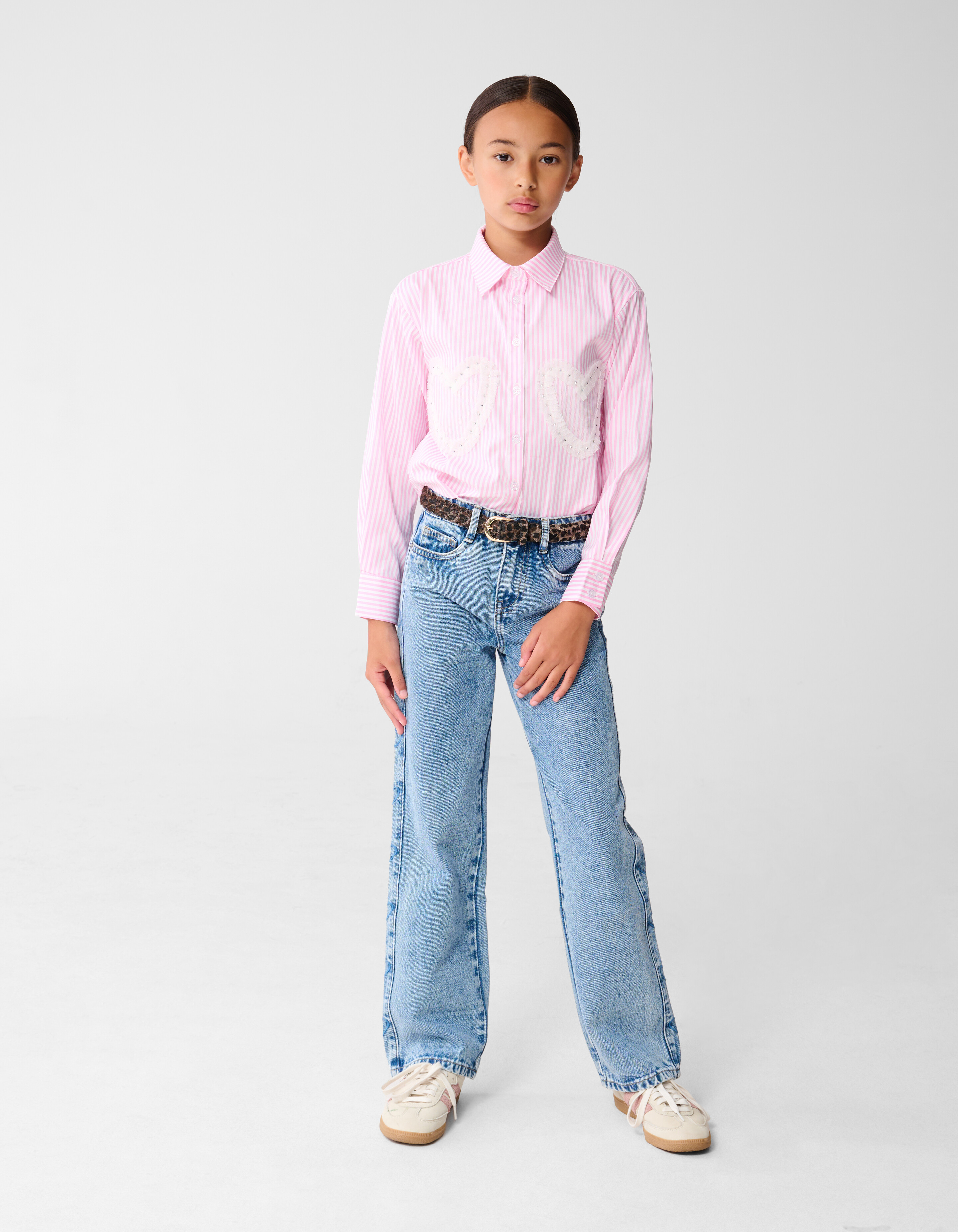 Nadelstreifen Herz Bluse Rosa SHOEBY GIRLS