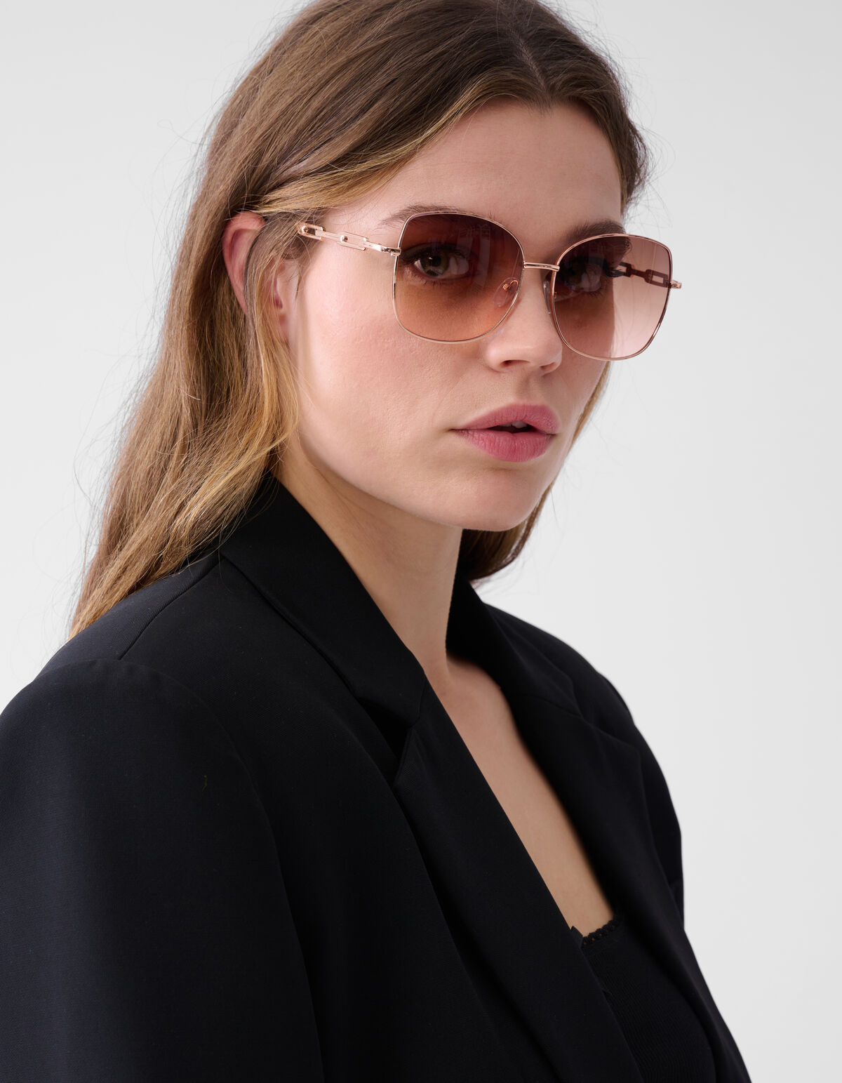 Quadratische Ketten-Sonnenbrille Braun SHOEBY ACCESSOIRES