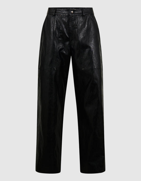 Straight Fit Hose aus veganem Leder Schwarz SHOEBY WOMEN