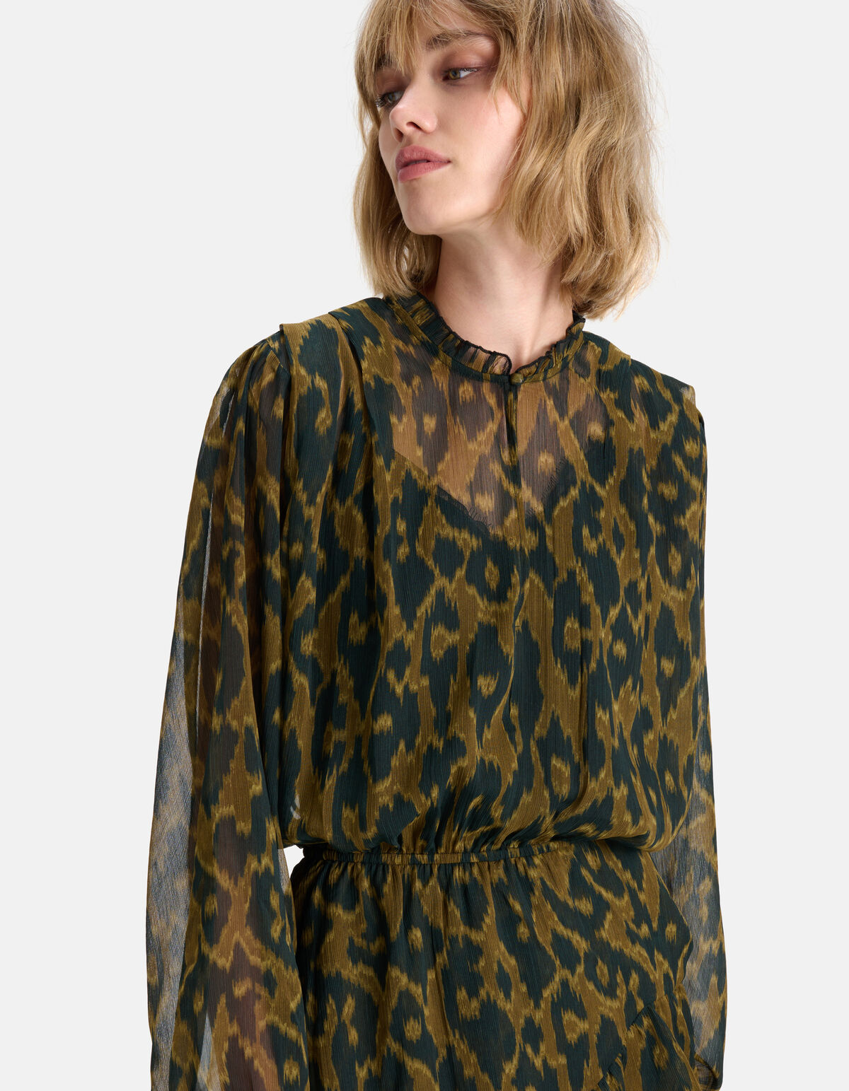 Leopardenmuster-Kleid Dunkelgrün SHOEBY WOMEN