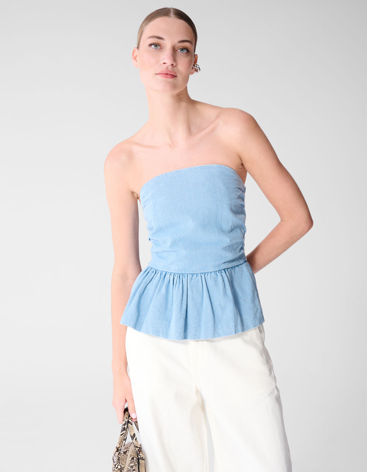Tr&auml;gerloses Jeans-Top Blau SHOEBY WOMEN