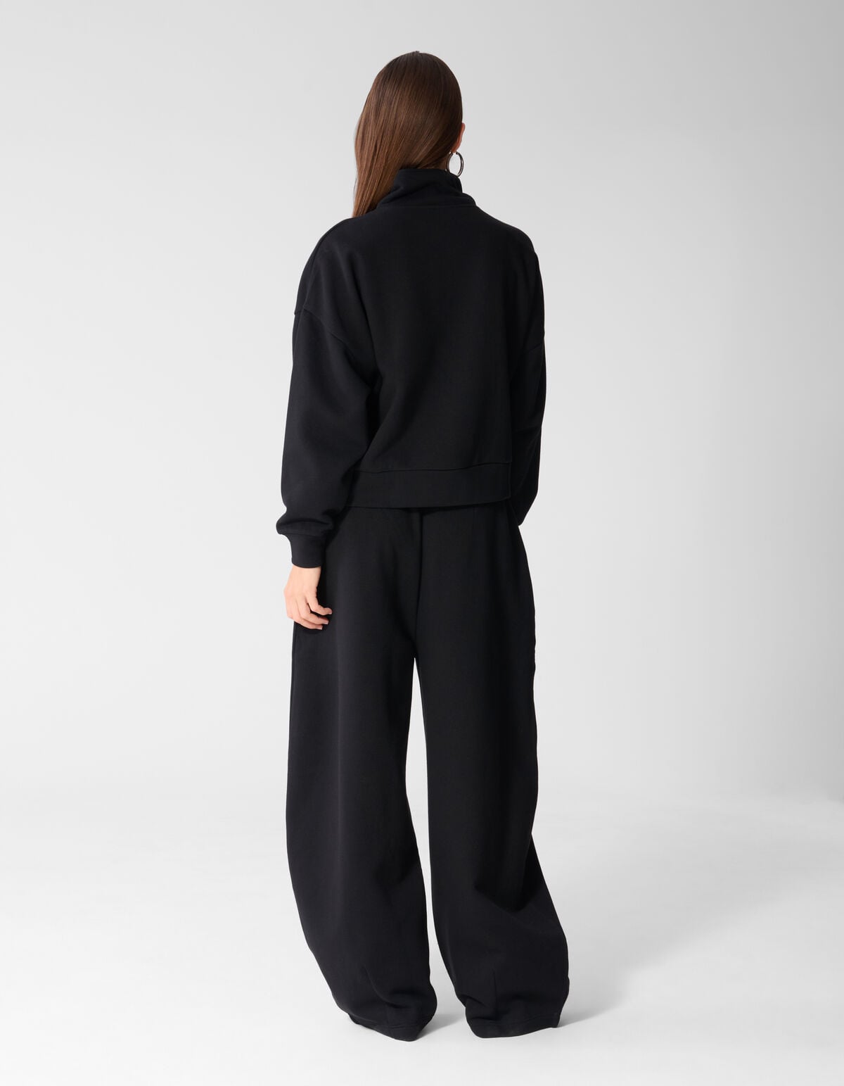 Oversized Pullover mit Rei&szlig;verschluss Schwarz SHOEBY WOMEN