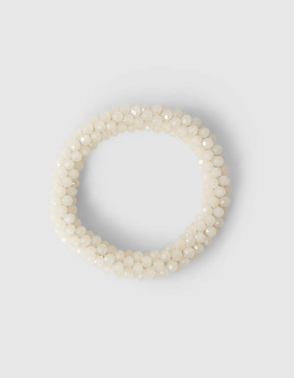 Beaded Haarelastiek Gebrochenes Wei&szlig; SHOEBY ACCESSOIRES