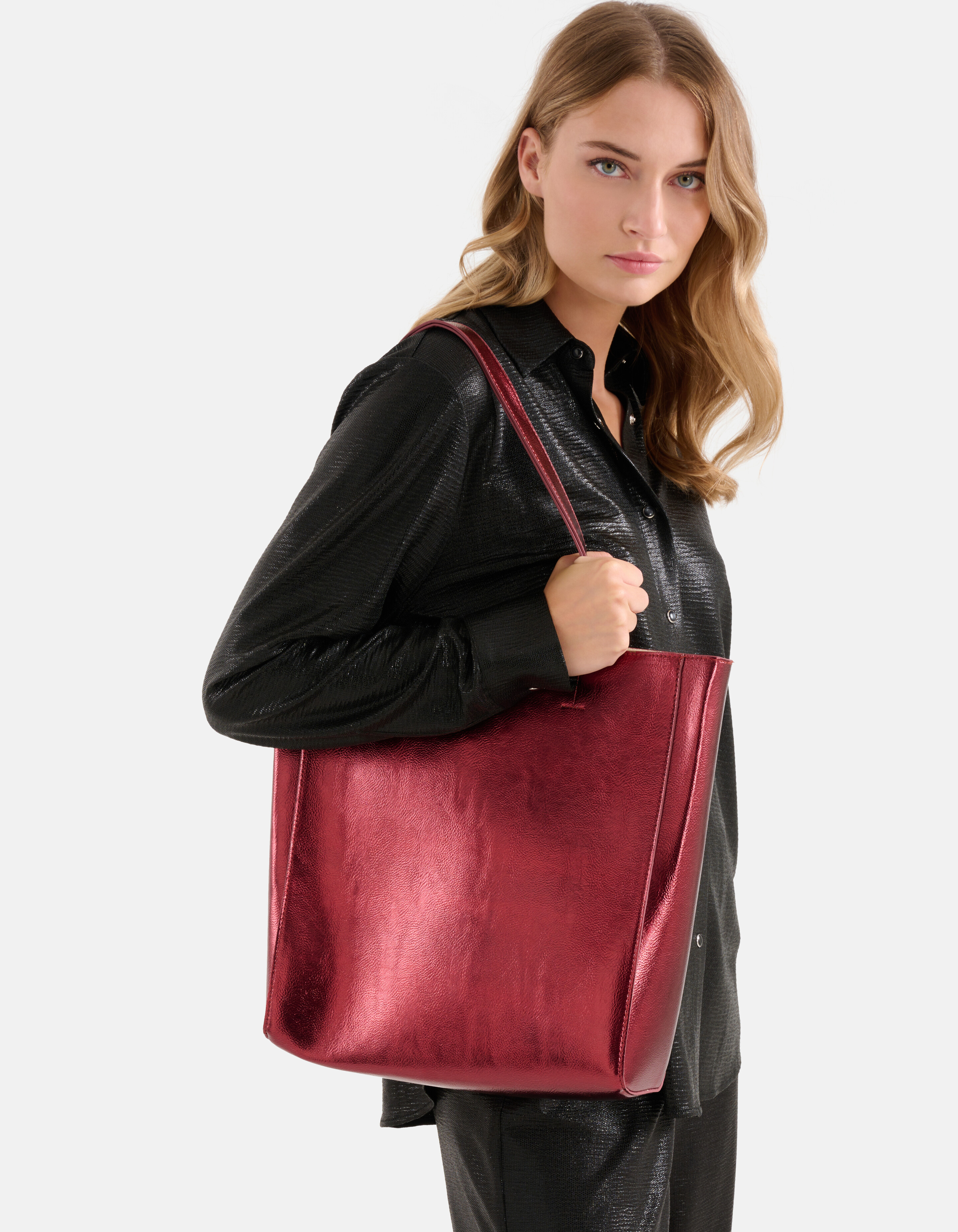 Metallic Shopper Tasche Bordeaux SHOEBY ACCESSOIRES