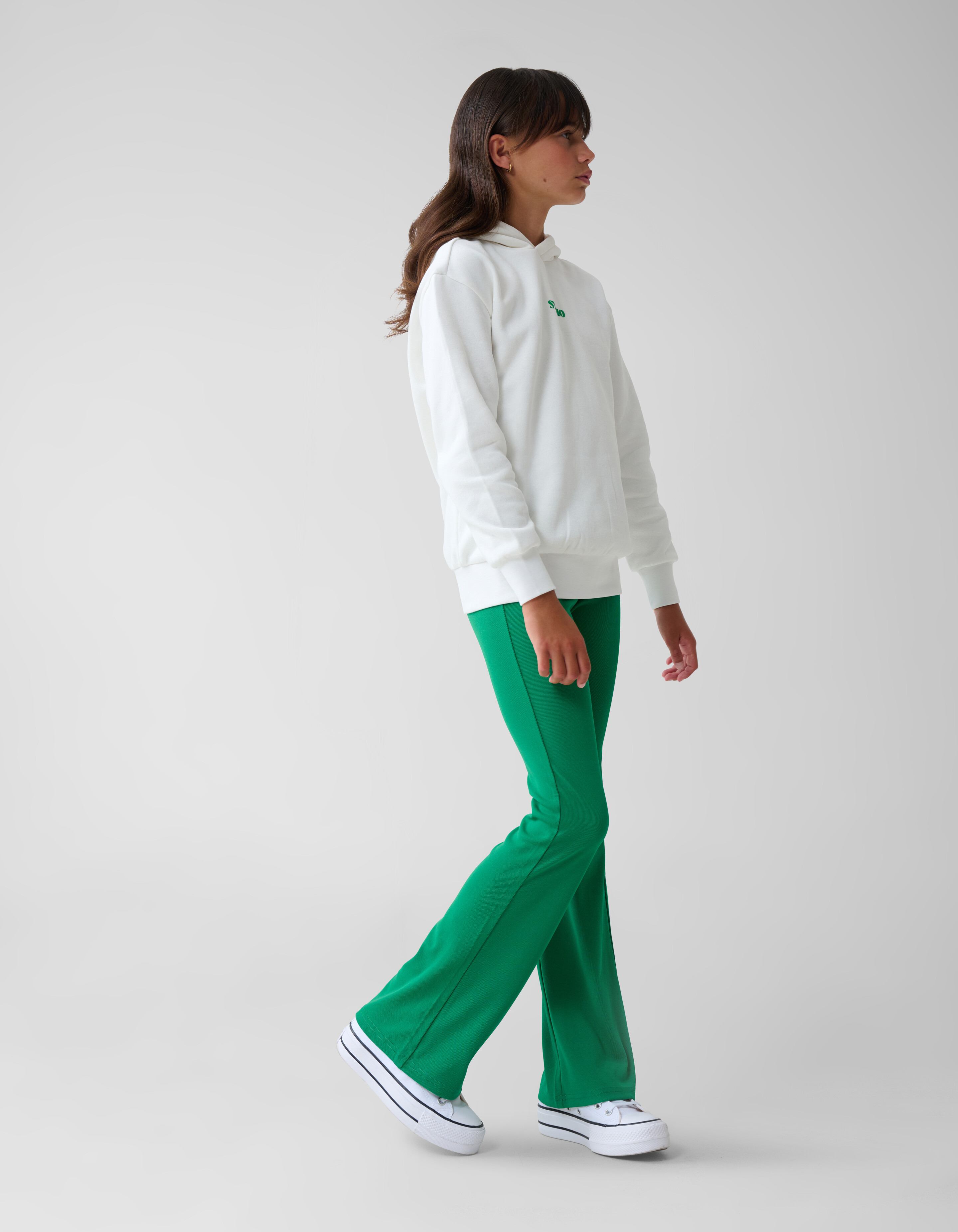 Ausgestellte Rippen-Leggings Grün SHOEBY GIRLS