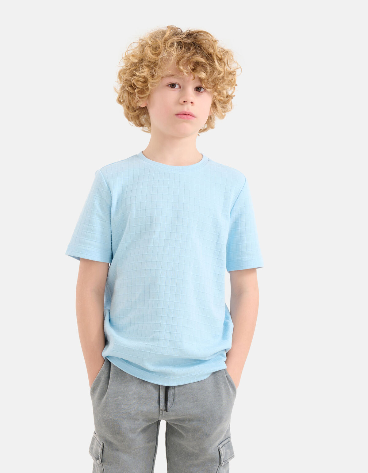 Structuur T-shirt Lichtblauw SHOEBY BOYS