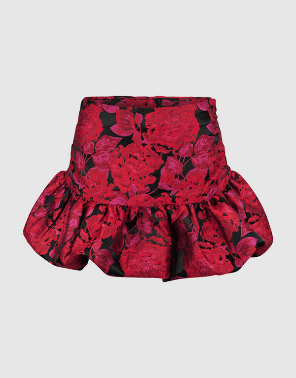 Rose Jacquard Mini Rok Donkerrood SHOEBY WOMEN