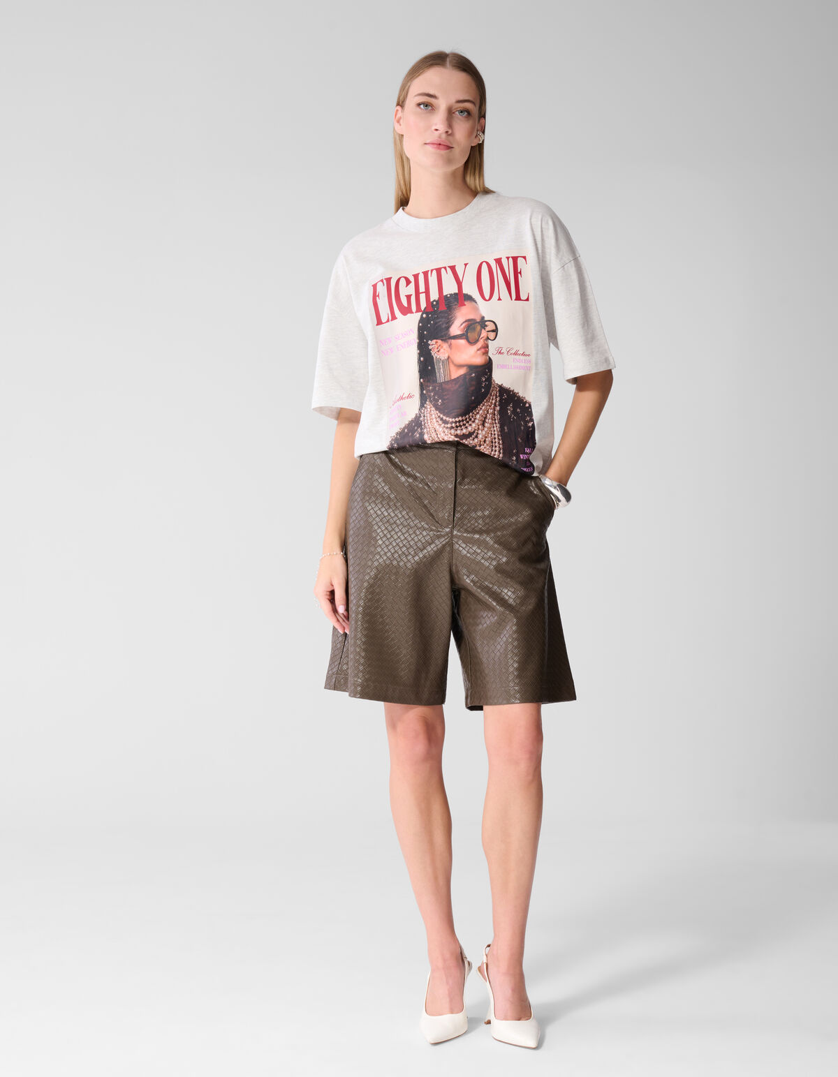 Oversized-T-Shirt mit Magazin-Motiv Hellgrau SHOEBY WOMEN