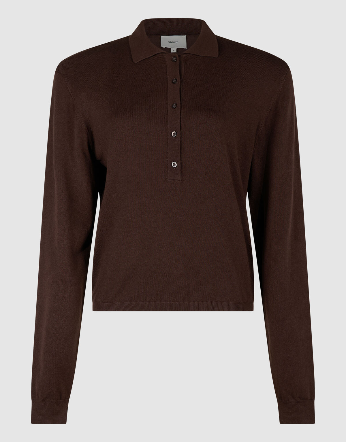 Gestricktes Polo-Shirt mit langen &Auml;rmeln braun SHOEBY WOMEN