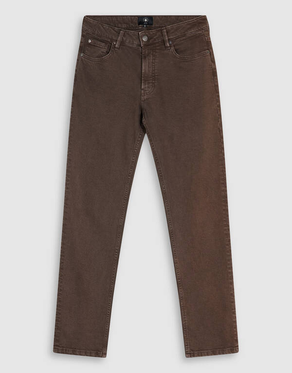Washed Straight Fit Hose Dunkelbraun SHOEBY MEN