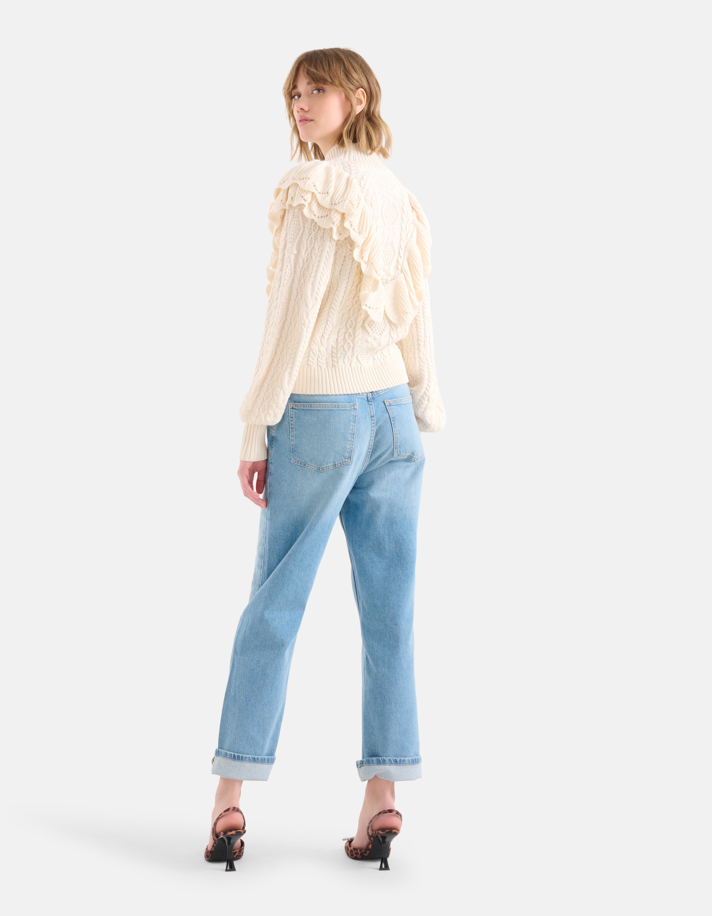 Rüschen-Pullover Off White SHOEBY WOMEN