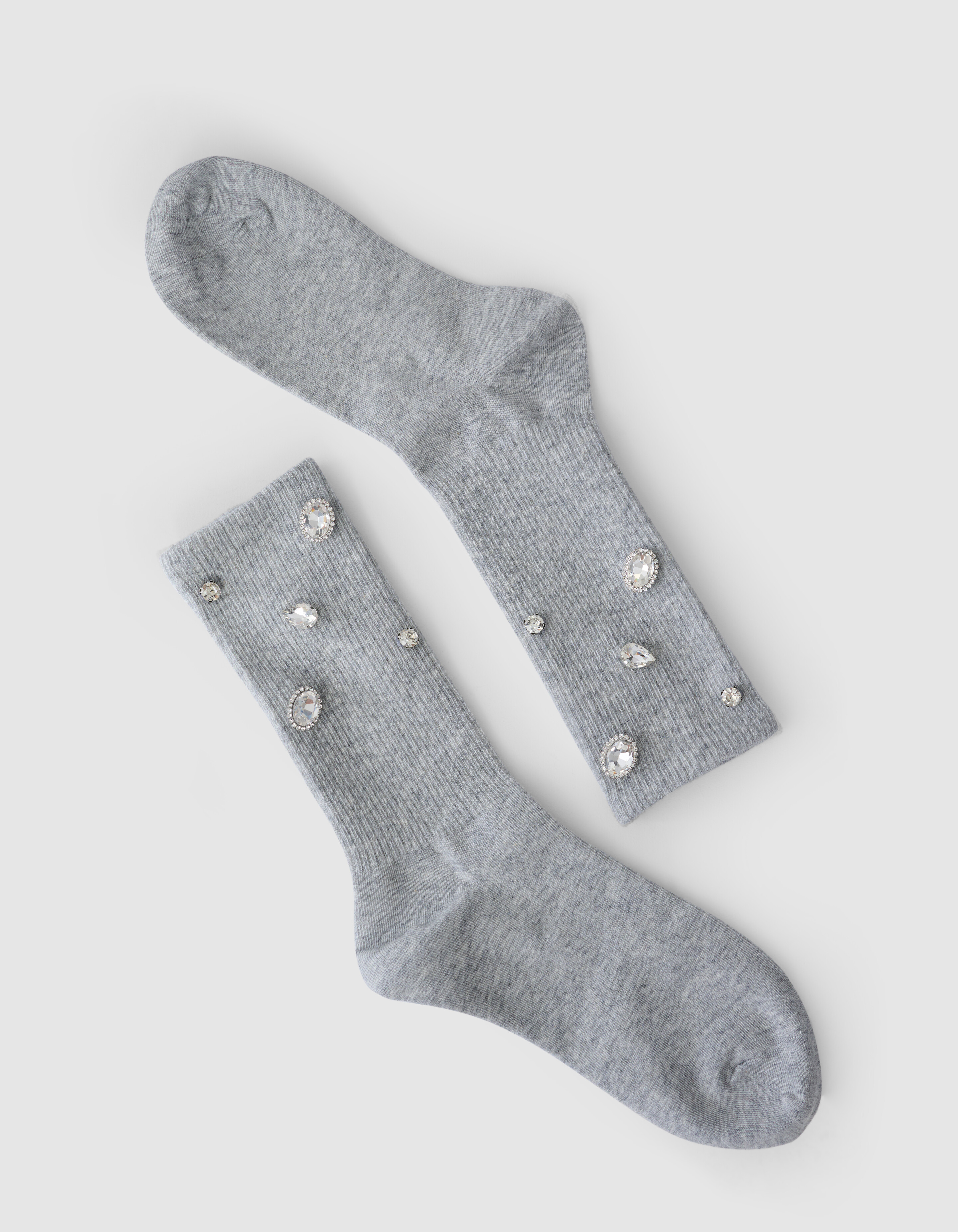 Strass-Socken Hellgrau SHOEBY ACCESSOIRES