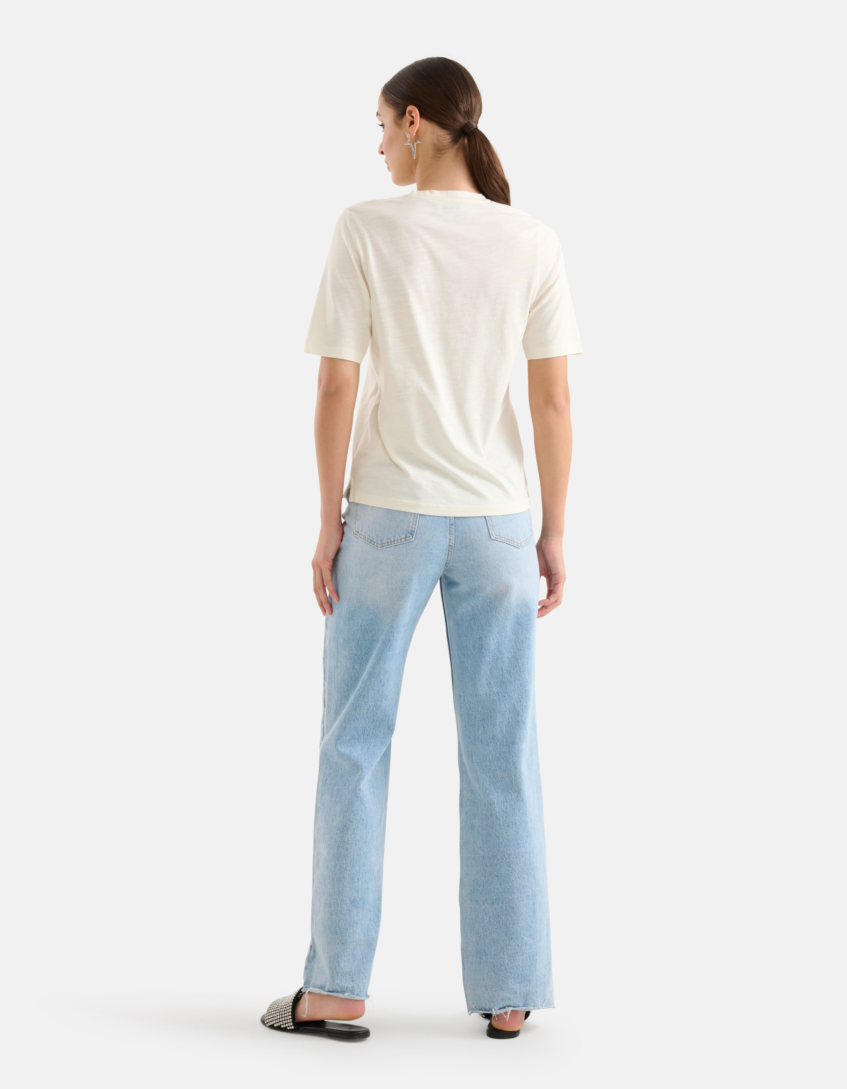 Basic-T-Shirt mit V-Ausschnitt Weiß SHOEBY WOMEN