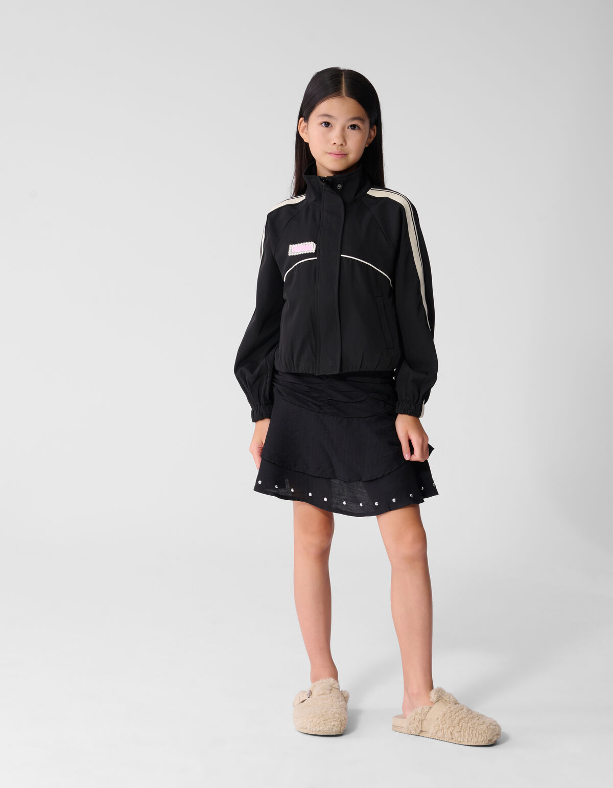 Ruffle Stud Rok Schwarz SHOEBY GIRLS