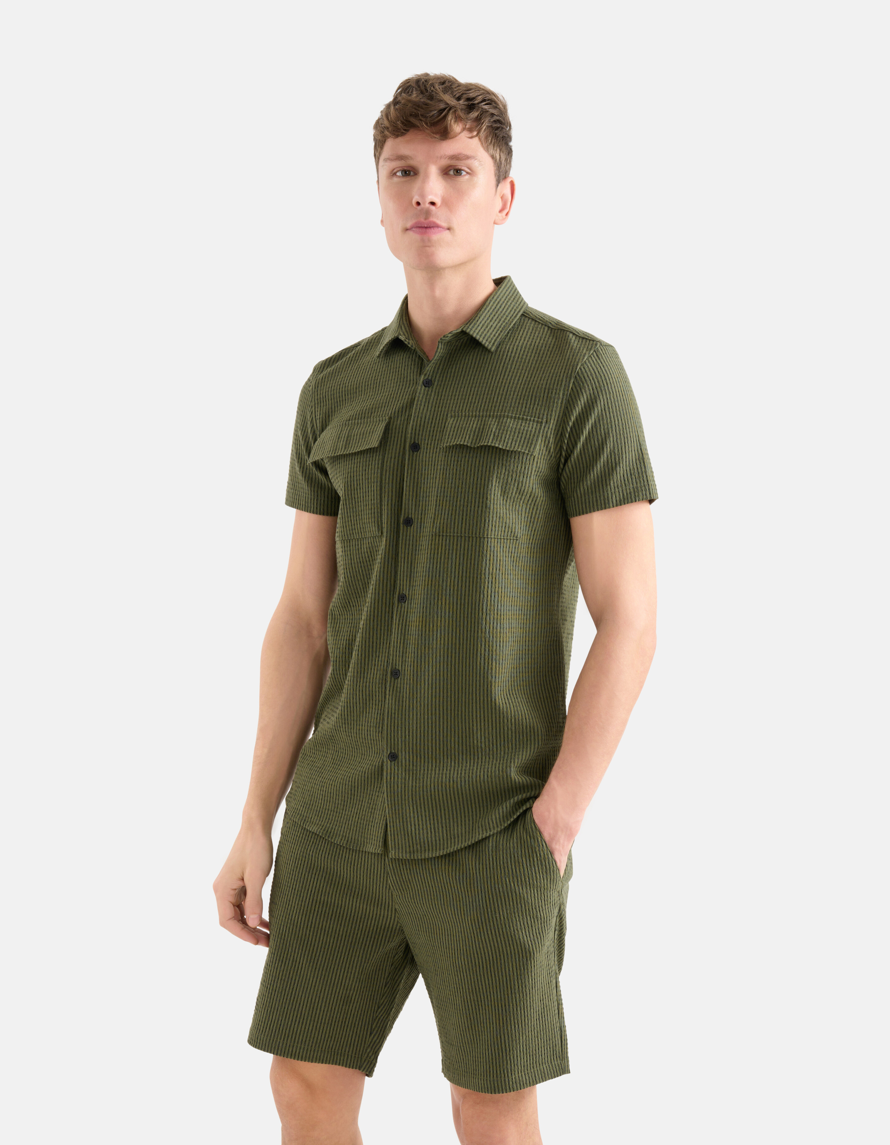 Gestreifte Seersucker Short Grün SHOEBY MEN
