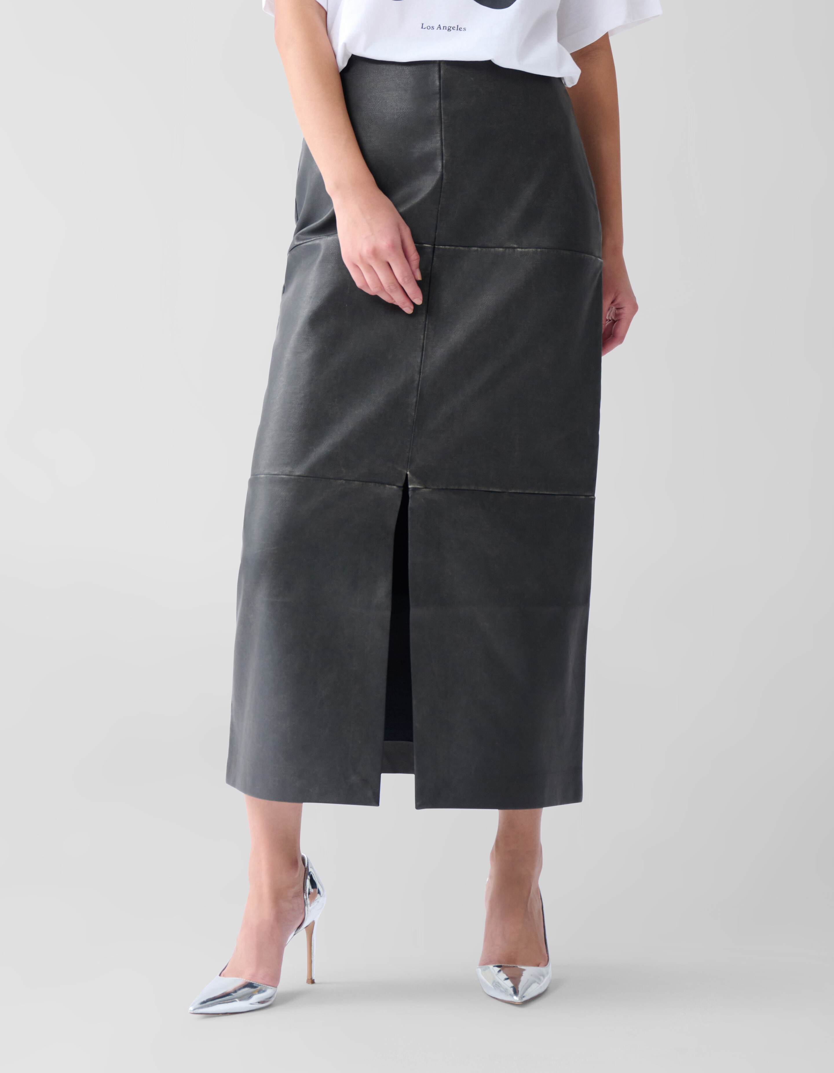 Gewaschener Midirock Dunkelgrau SHOEBY WOMEN
