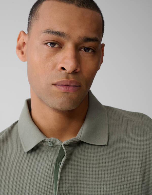 Struktur Jersey Polo Dunkelgrün SHOEBY MEN