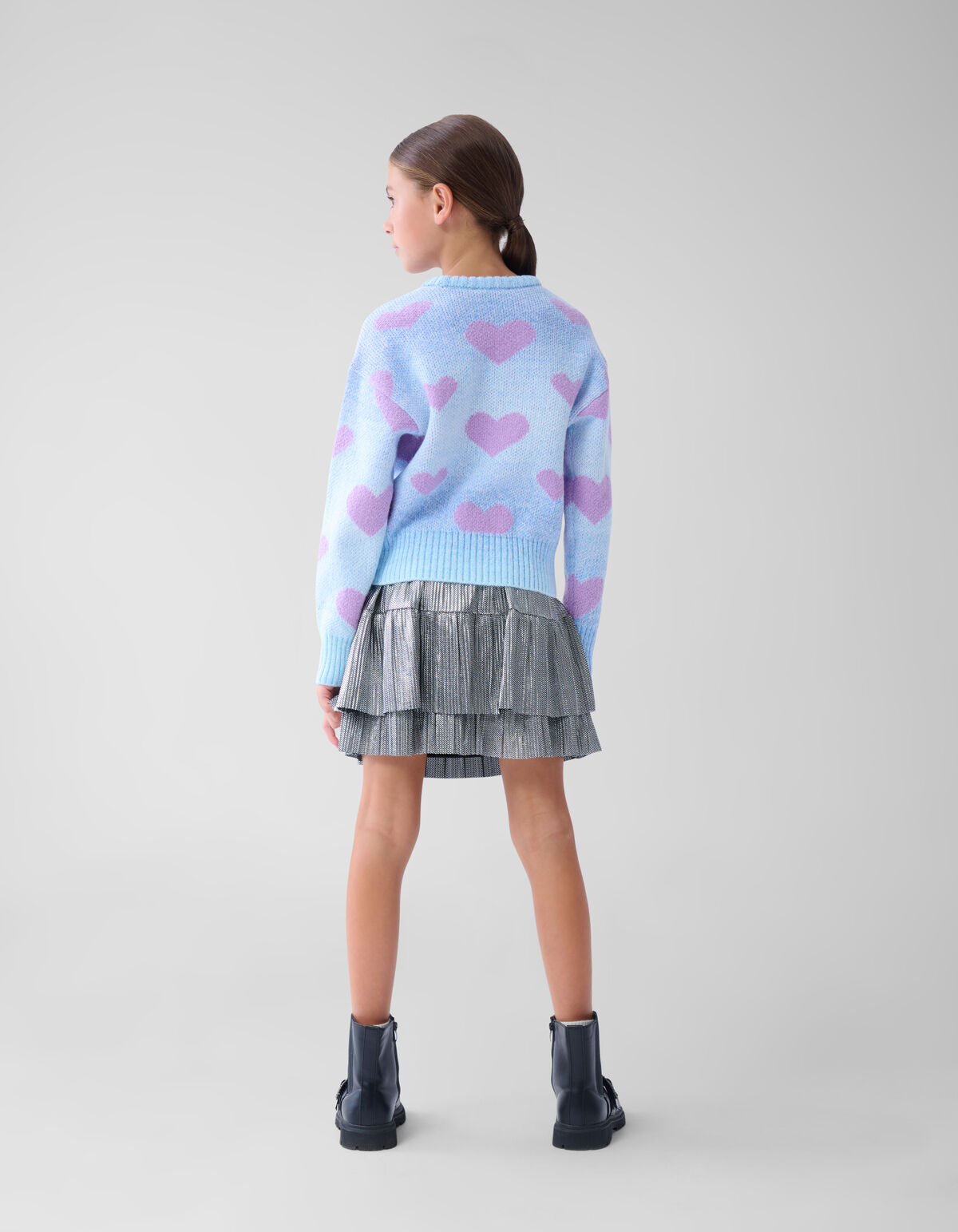 Herz bedruckter Degrade Pullover Blau SHOEBY GIRLS