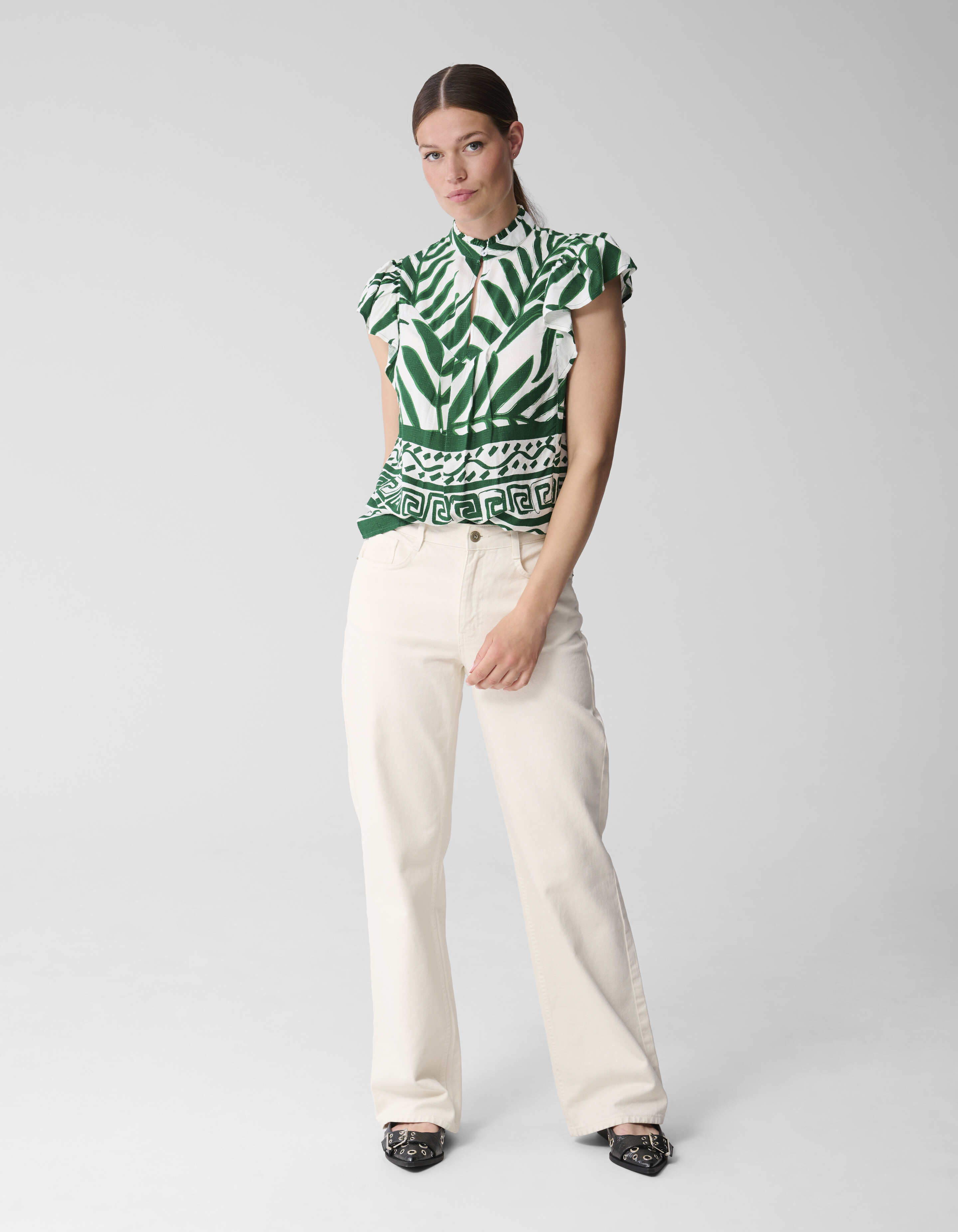 Bedrucktes Palmen-Top Weiß SHOEBY WOMEN
