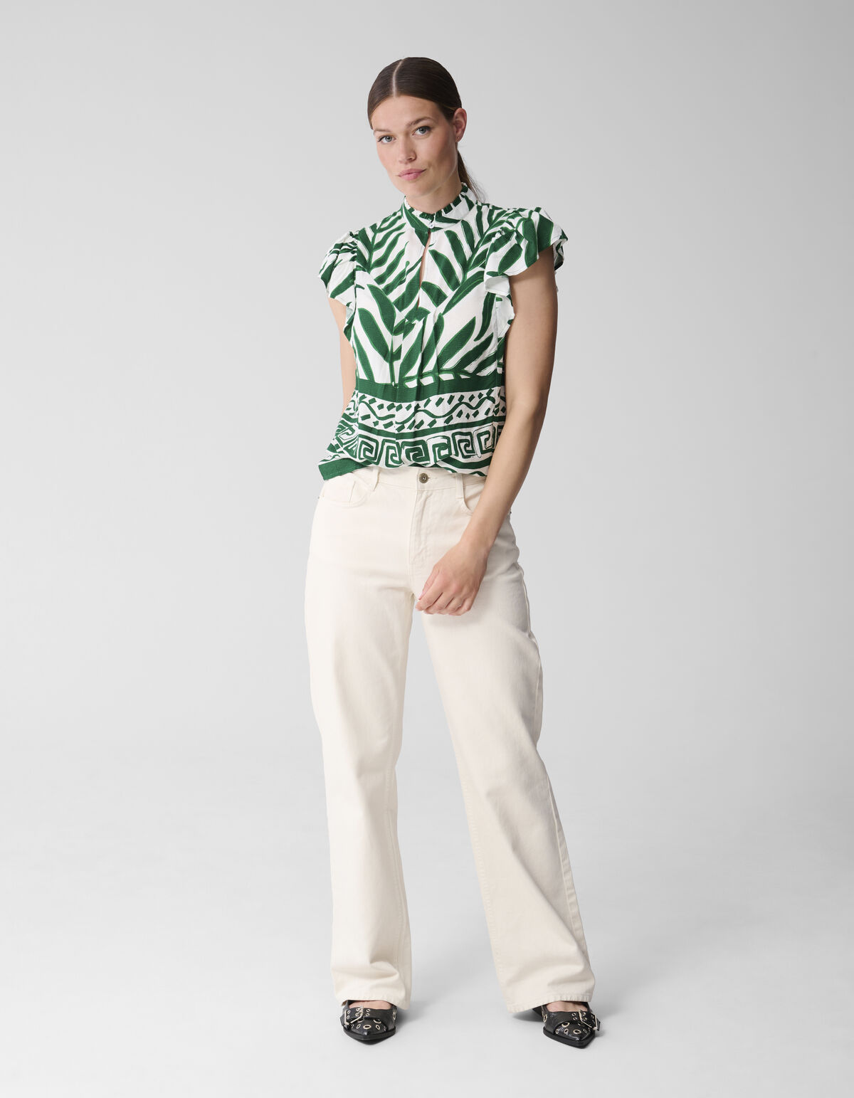 Bedrucktes Palmen-Top Weiß SHOEBY WOMEN