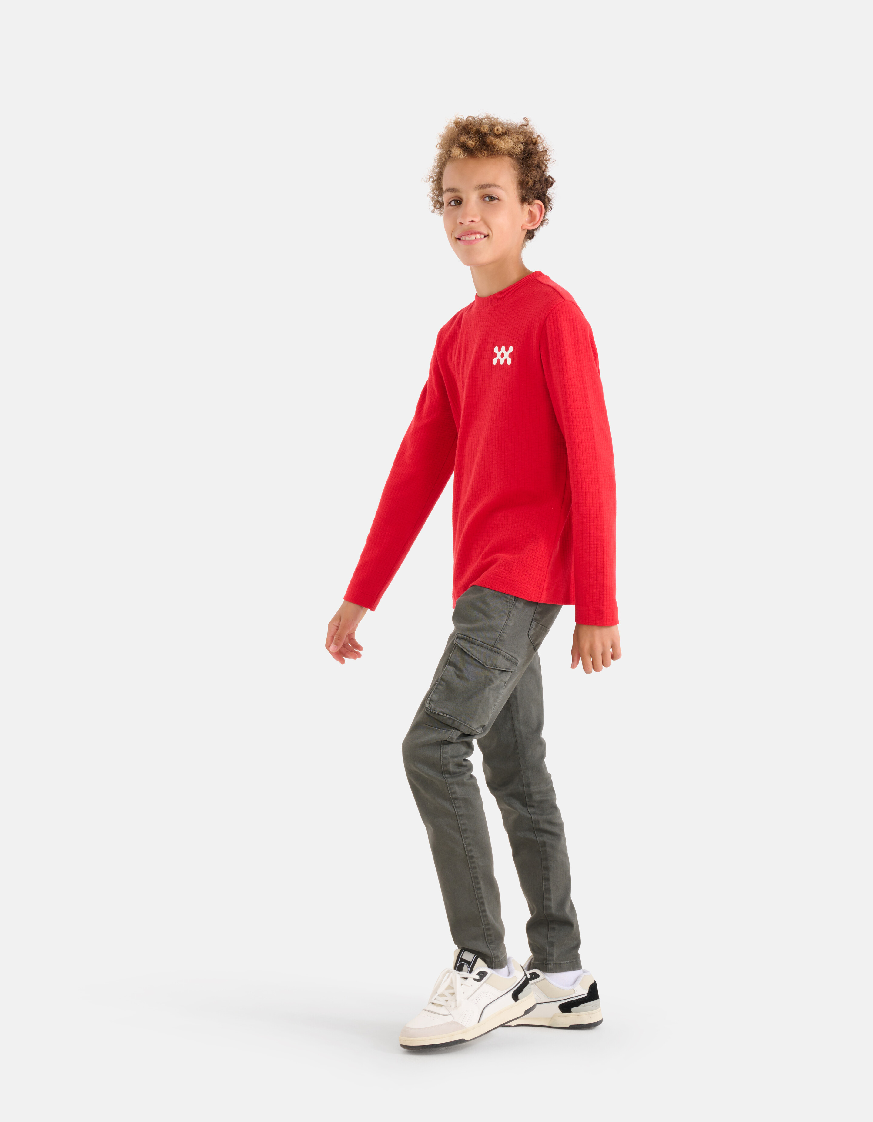 Struktur-Langarmhemd Rot SHOEBY BOYS