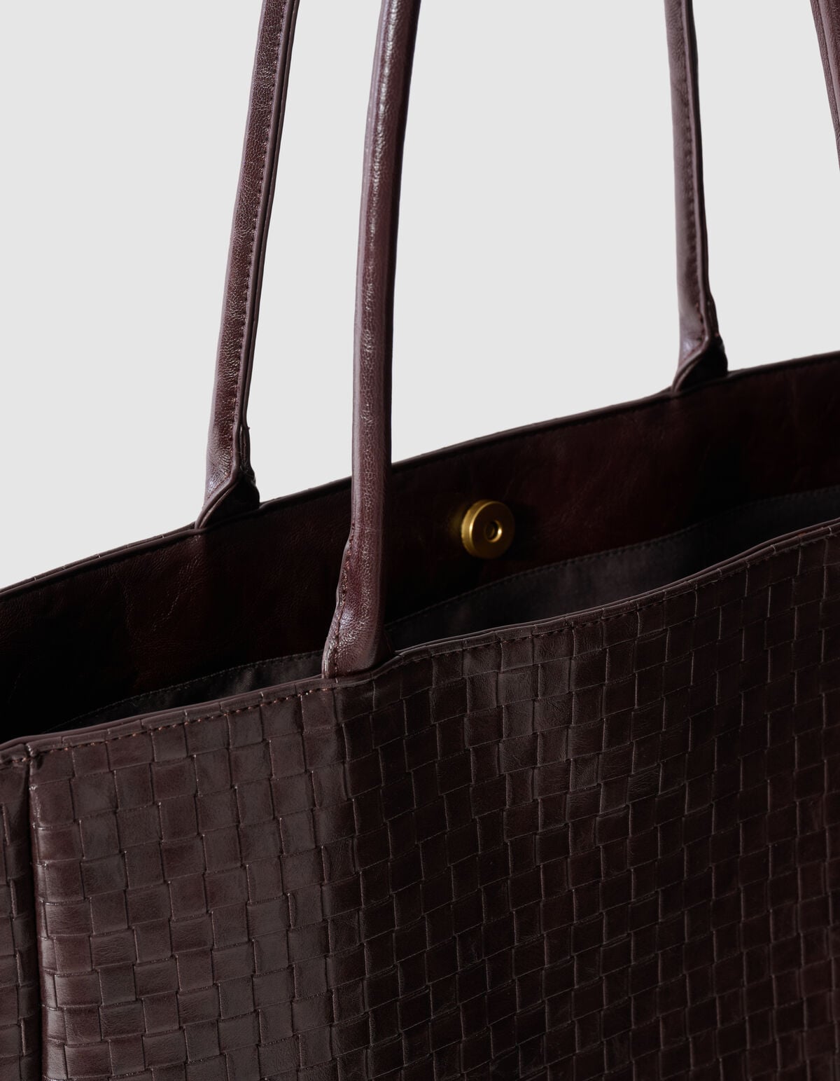 Braided Shopper Tas Donkerbruin SHOEBY ACCESSOIRES