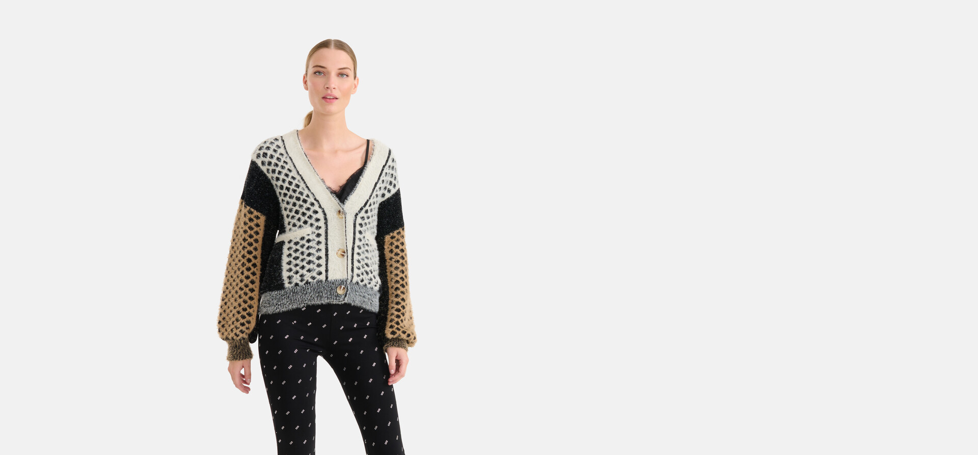 Weiche Jacquard-Strickjacke Schwarz von Mieke SHOEBY WOMEN