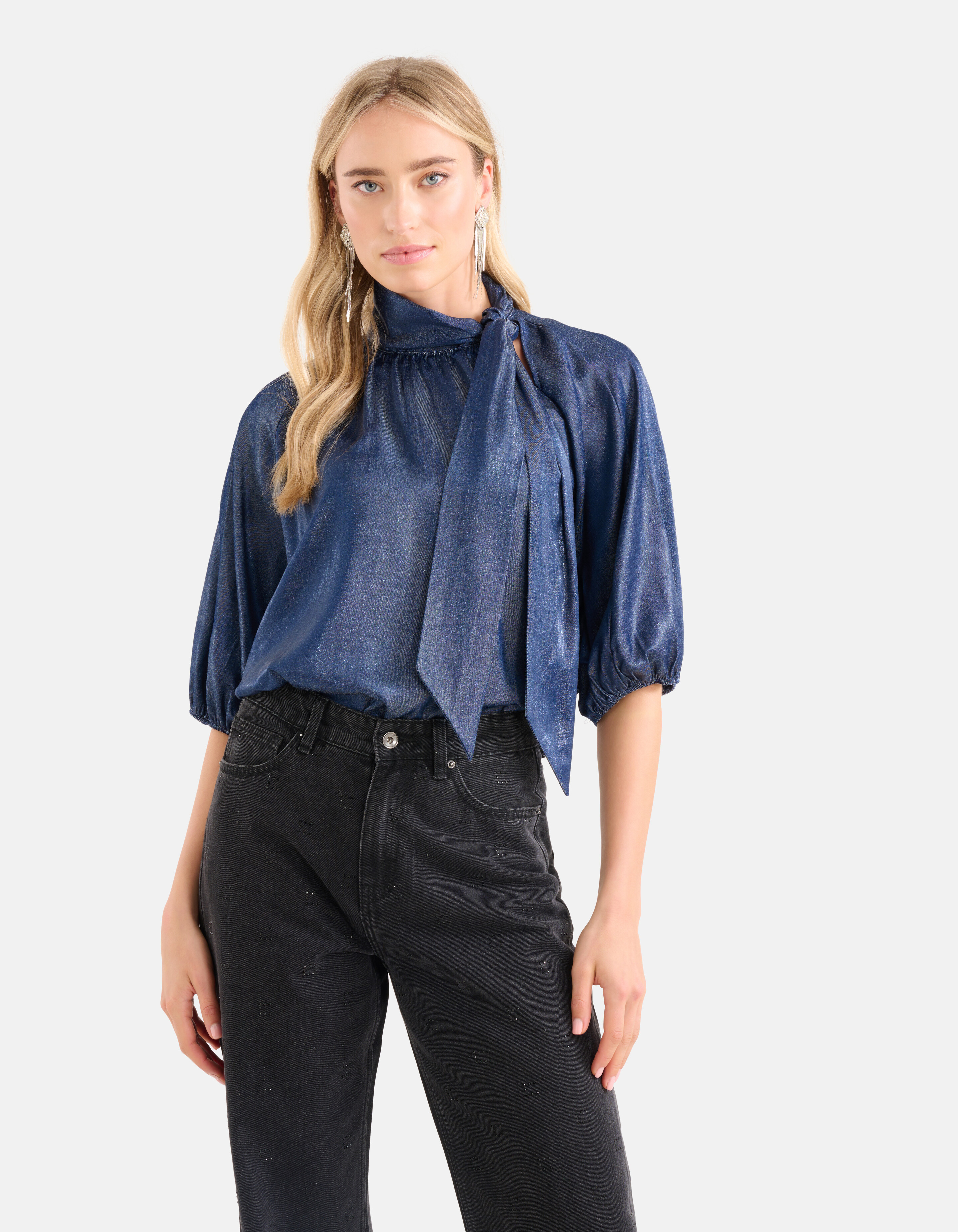 Metallic-Bluse Dunkelblau SHOEBY WOMEN