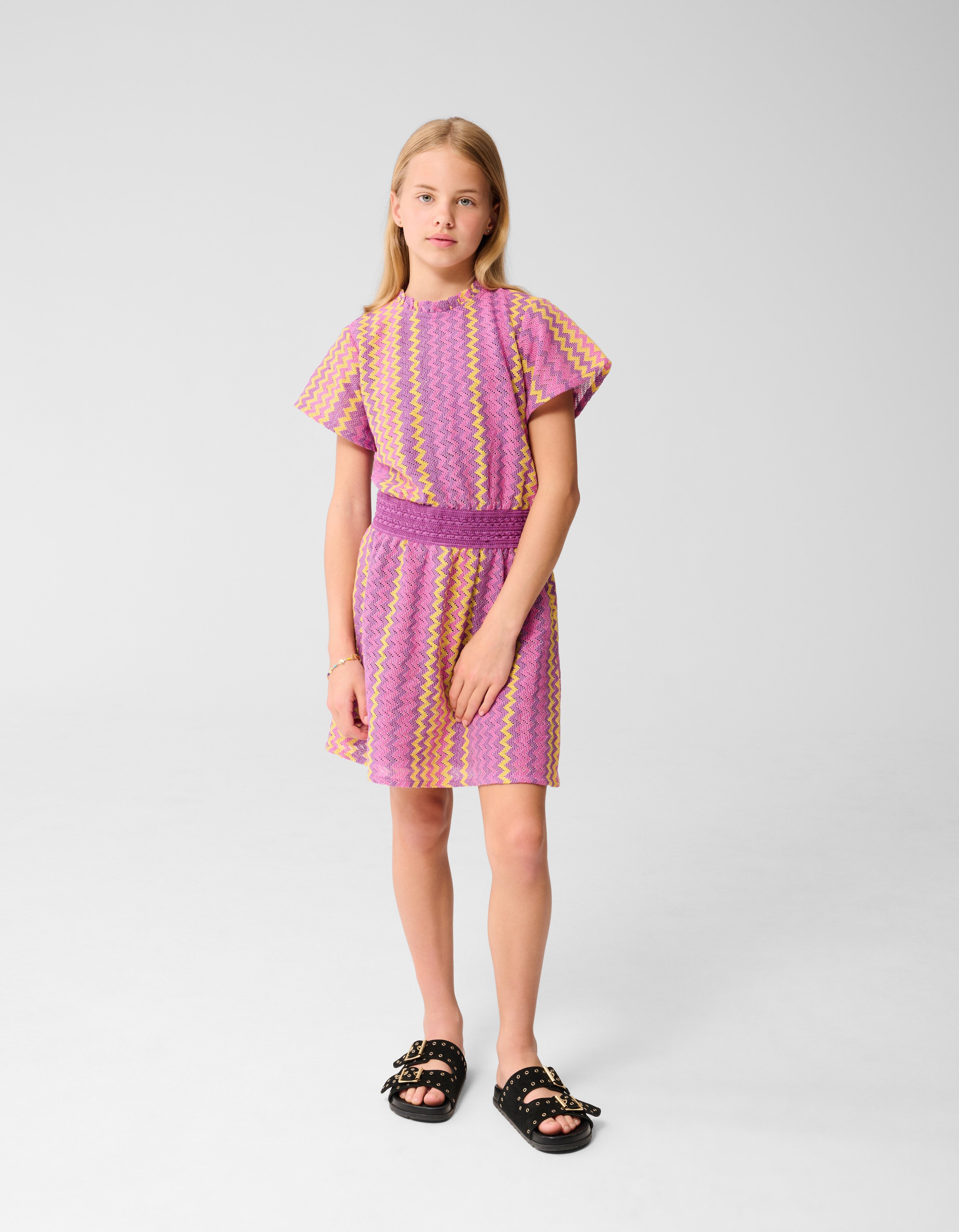 Zickzack gehäkeltes Kleid Rosa SHOEBY GIRLS