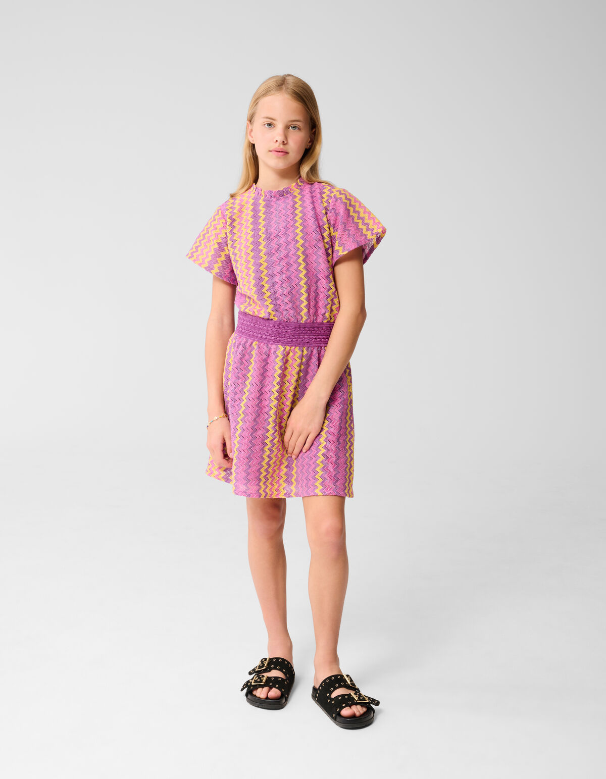 Zickzack gehäkeltes Kleid Rosa SHOEBY GIRLS