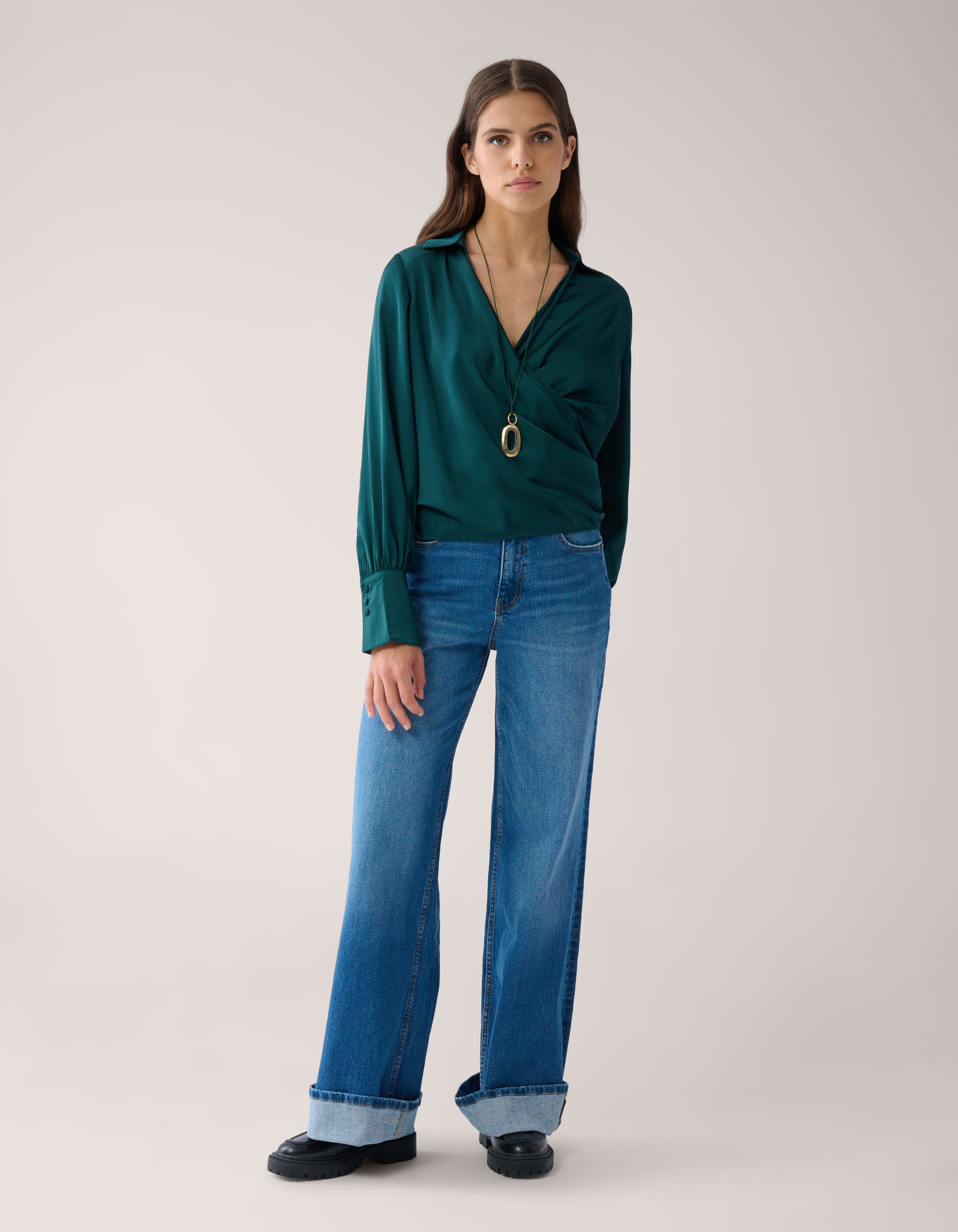 Weit geschnittene Turn Up Jeans Mediumstone von Mi SHOEBY WOMEN