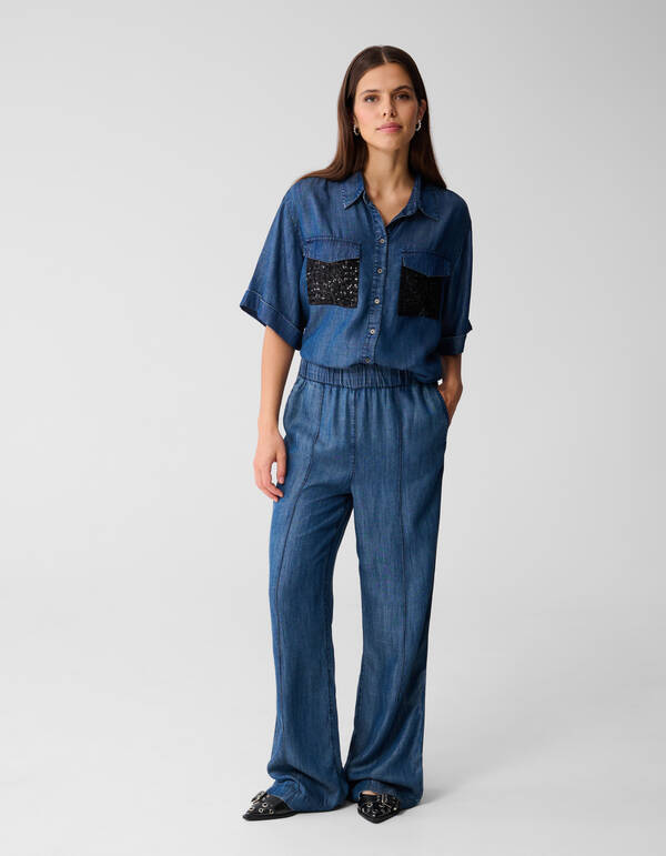 Weit geschnittene Pintuck-Hose Blau von Mieke SHOEBY WOMEN