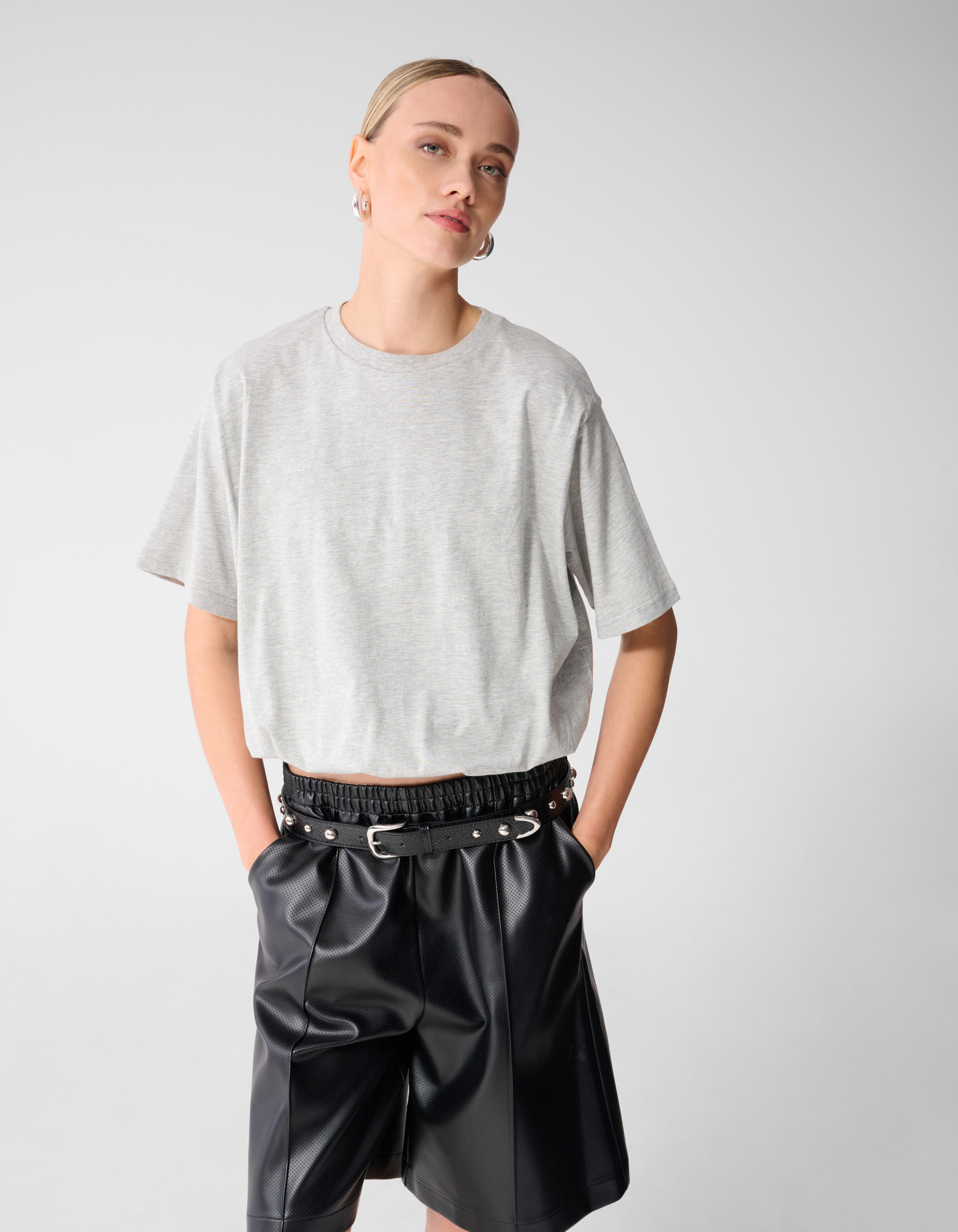 Oversized Ballon-T-Shirt Hellgrau SHOEBY WOMEN