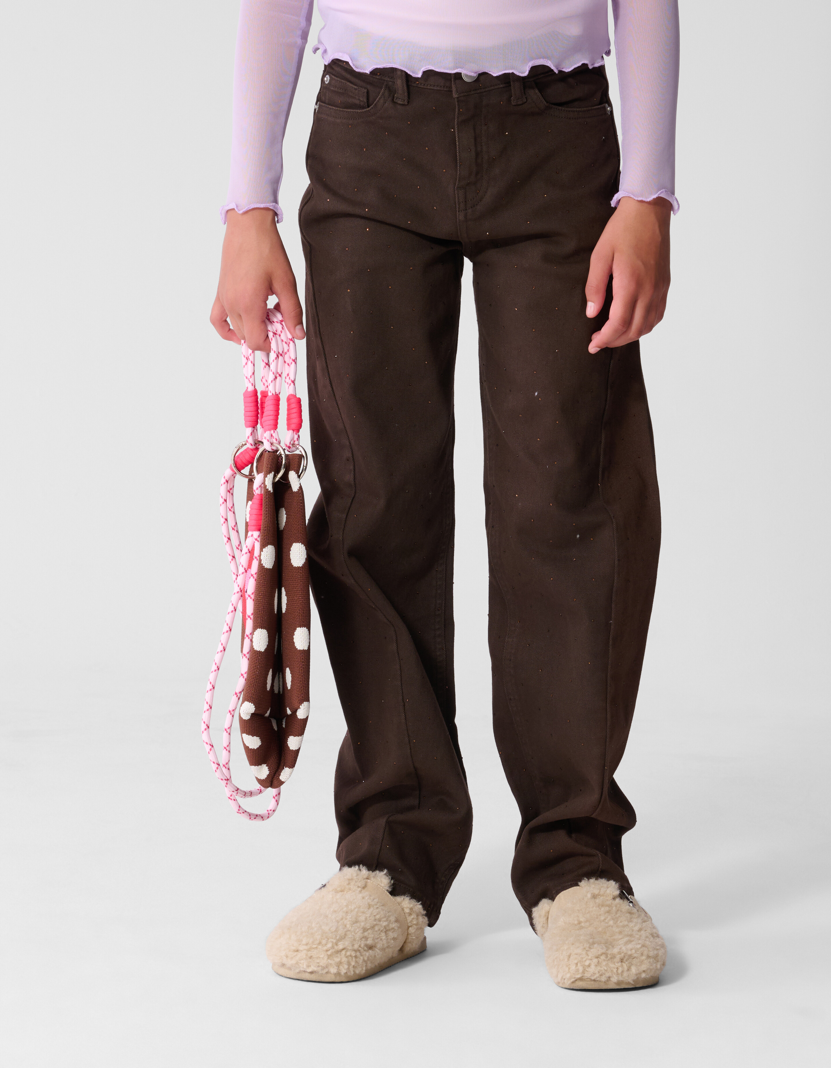 Strass Barrel Fit Hose Dunkelbraun SHOEBY GIRLS