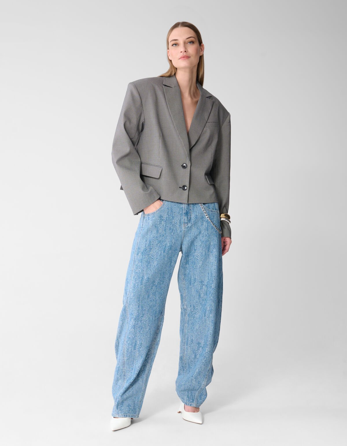 Sportlicher Oversized Karo-Blazer Grau SHOEBY WOMEN