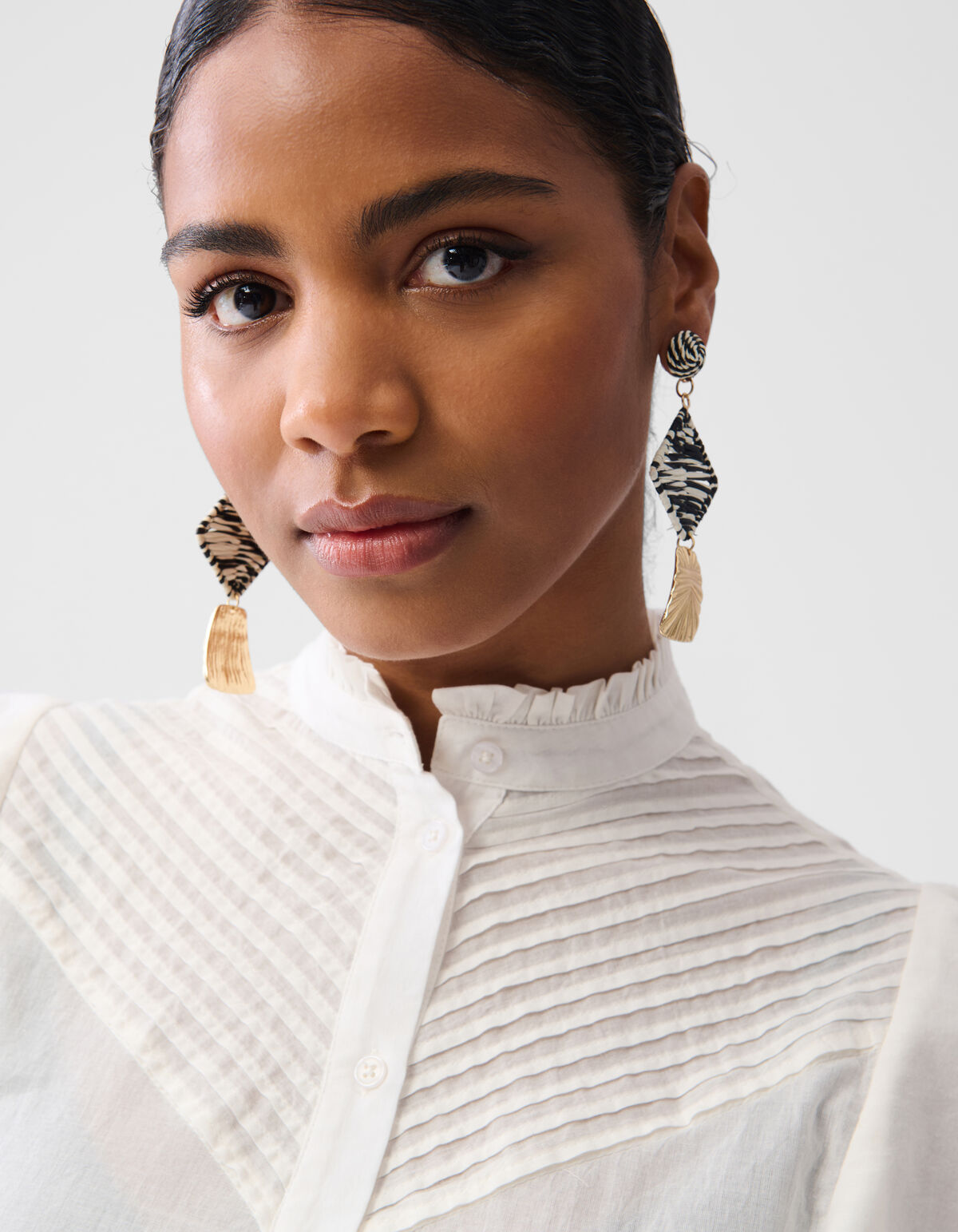 Pintuck-R&uuml;schen-Top Off White SHOEBY WOMEN