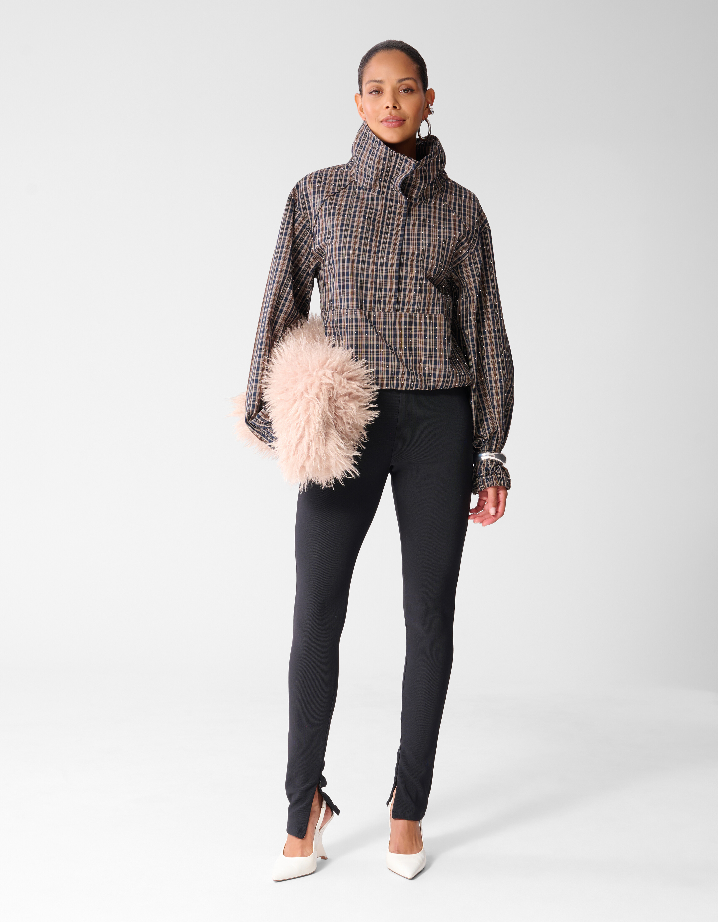 Karierte Strass Jacke Braun SHOEBY WOMEN