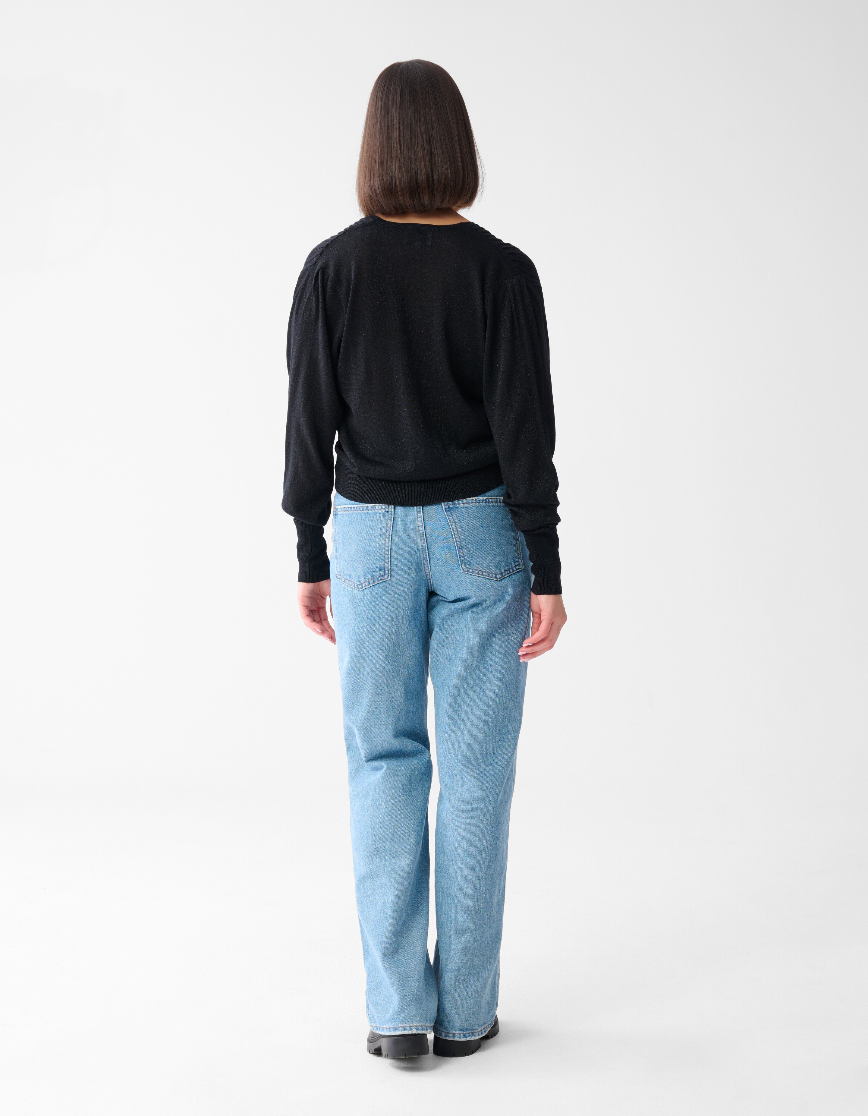 Pullover mit Glitzer-Revers Schwarz SHOEBY WOMEN