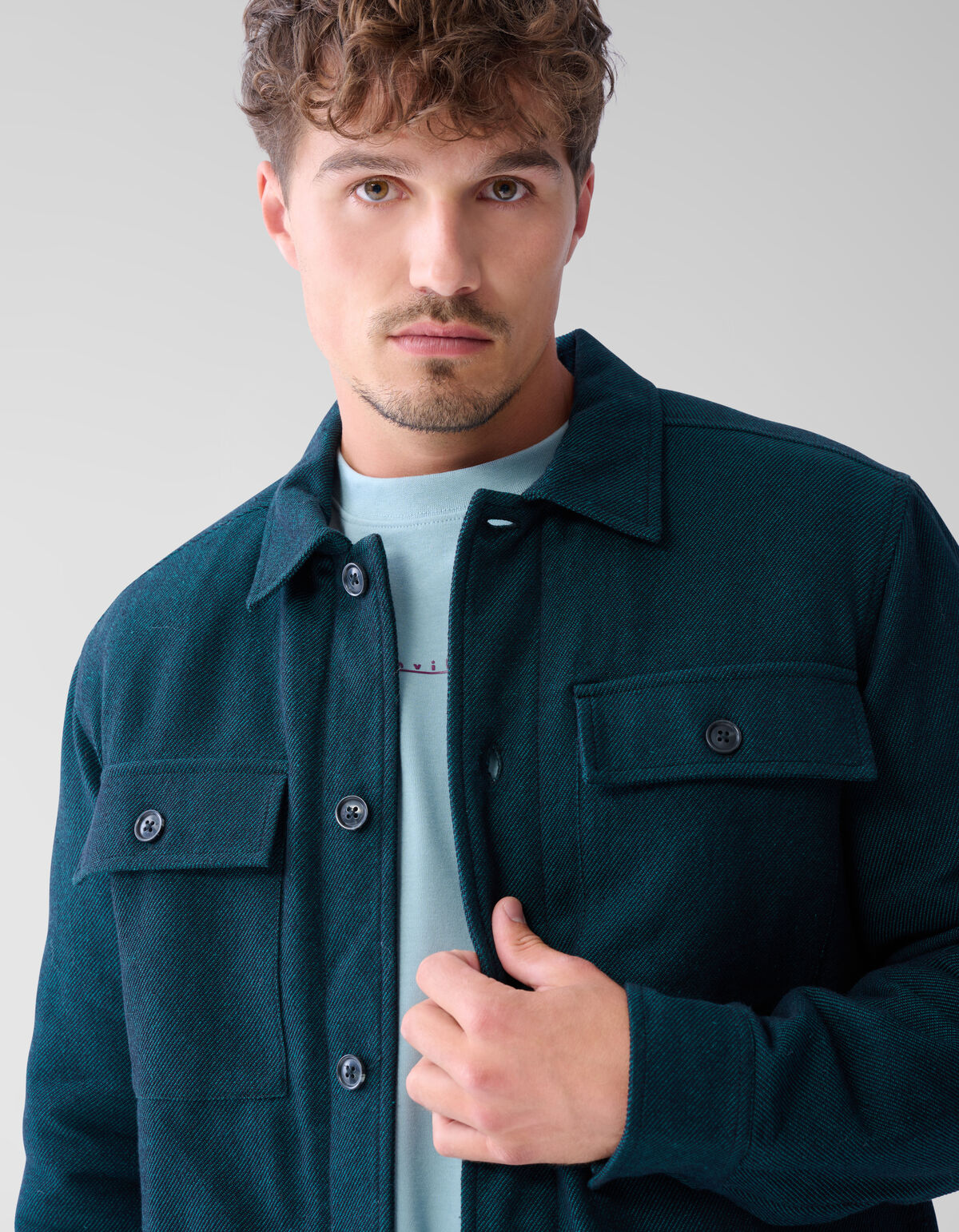 Gepolstertes &Uuml;berhemd Dunkelgr&uuml;n SHOEBY MEN