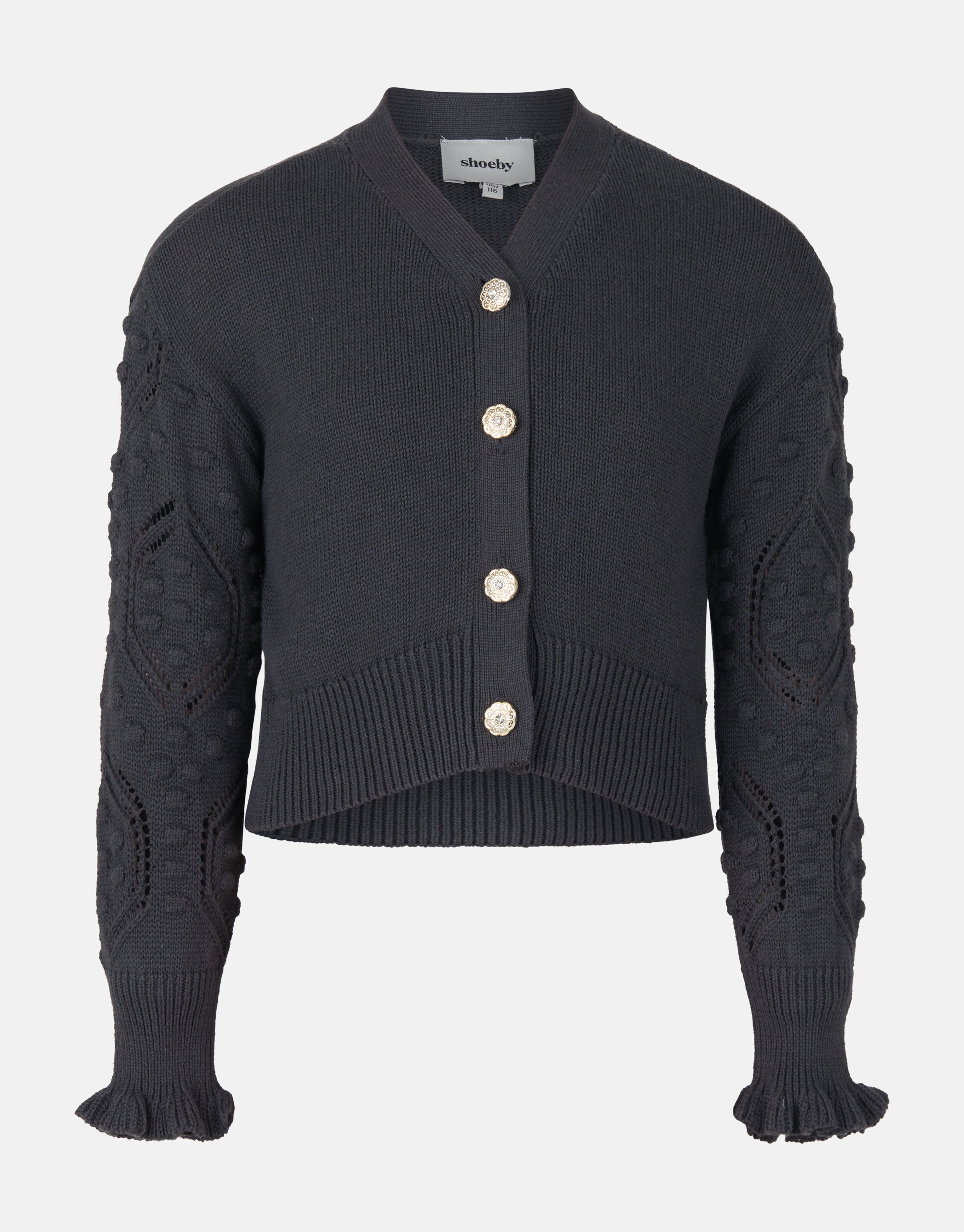 Baumwoll-Strickjacke Dunkelgrau SHOEBY GIRLS