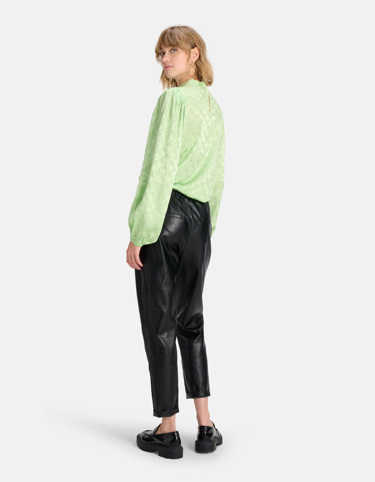 Satin Jacquard Bluse Grün SHOEBY WOMEN