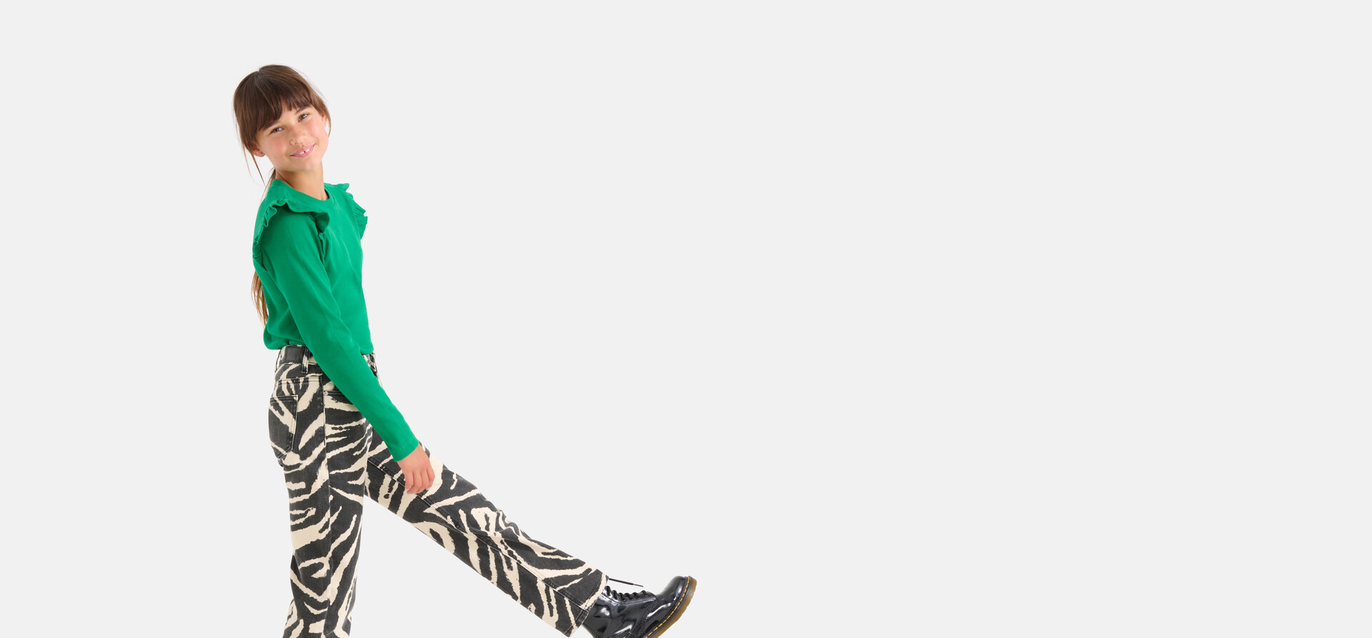 Rib Ruffle Longsleeve Groen SHOEBY GIRLS