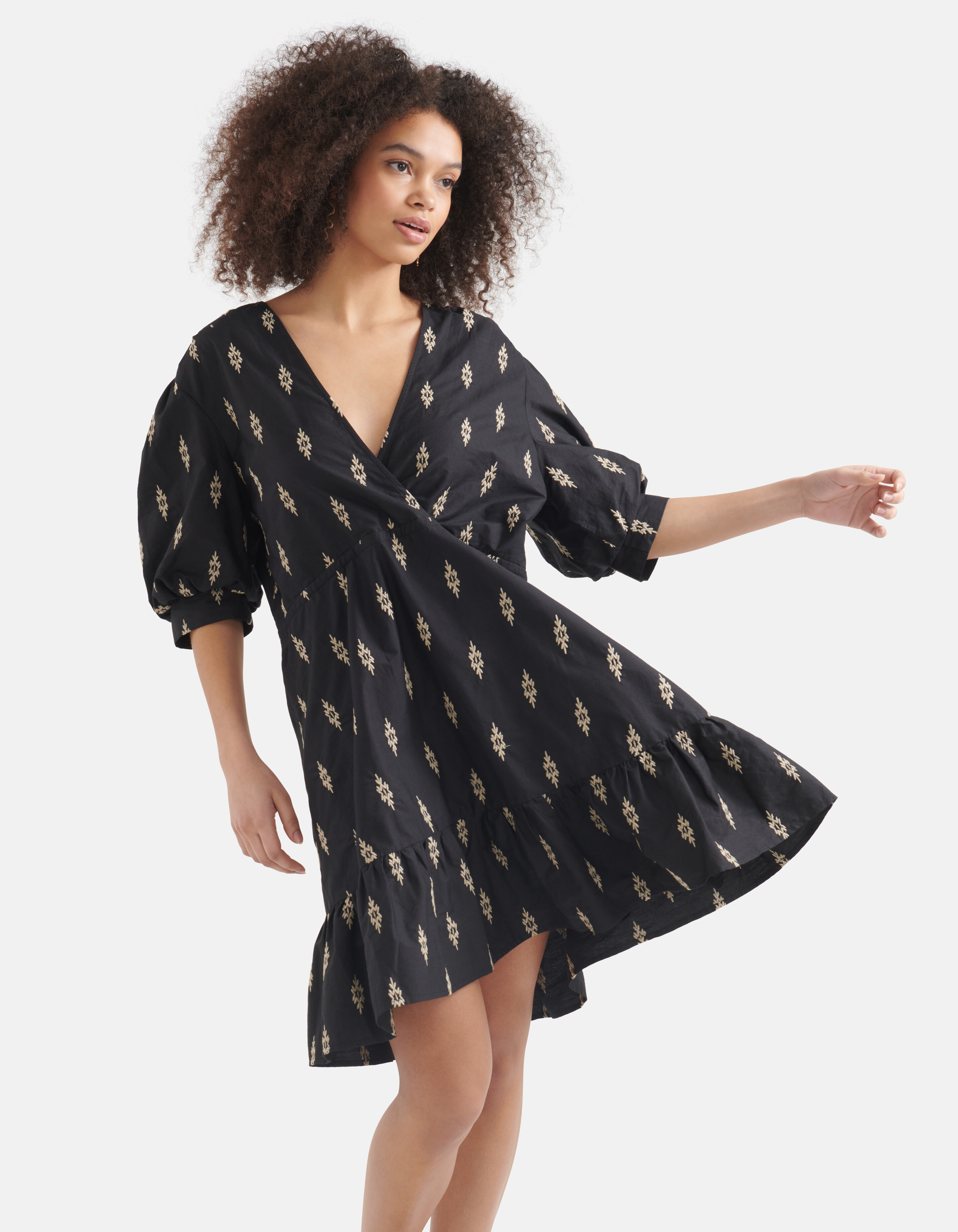 Besticktes Popeline-Kleid Schwarz SHOEBY WOMEN