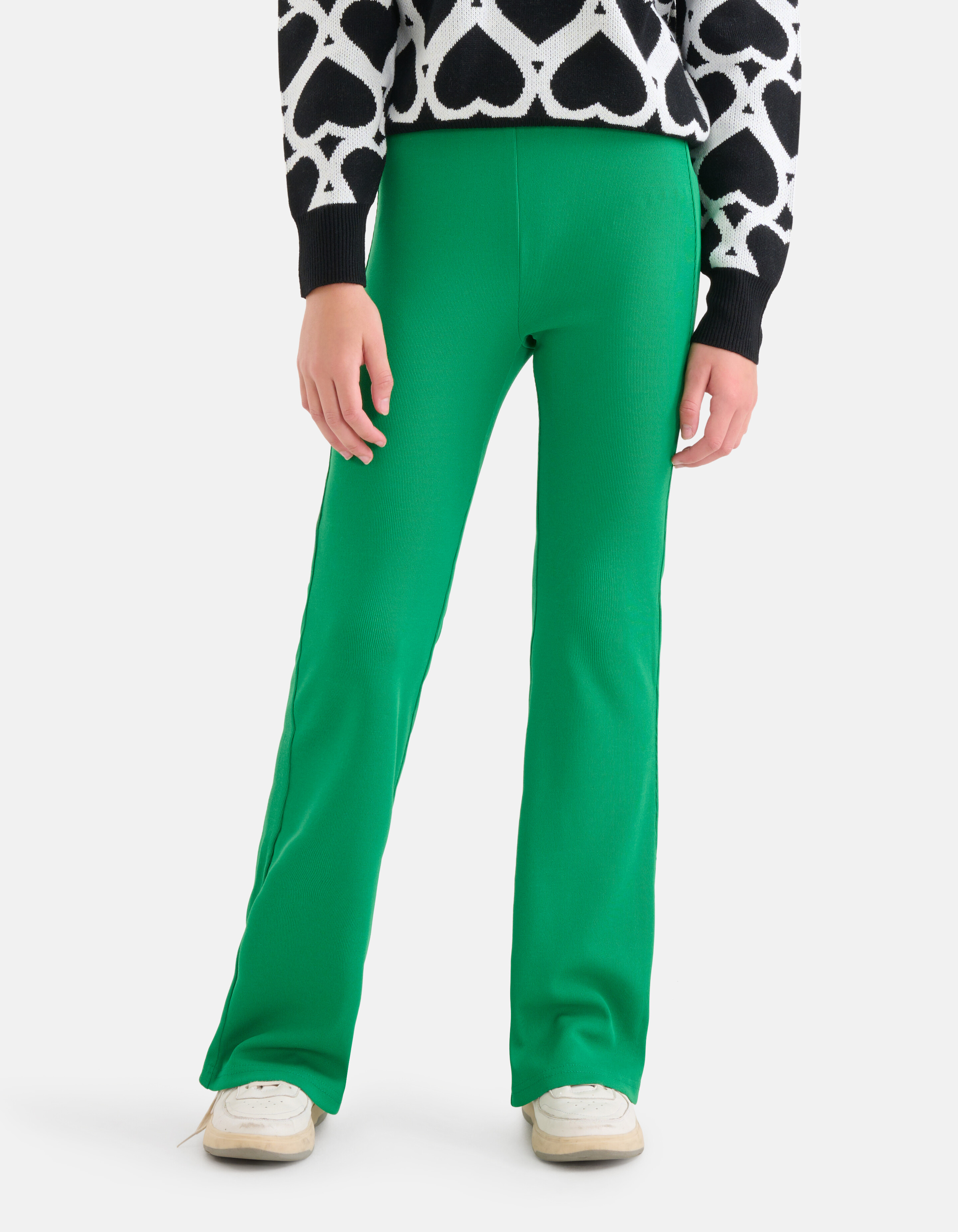 Ausgestellte Rippen-Leggings Grün SHOEBY GIRLS