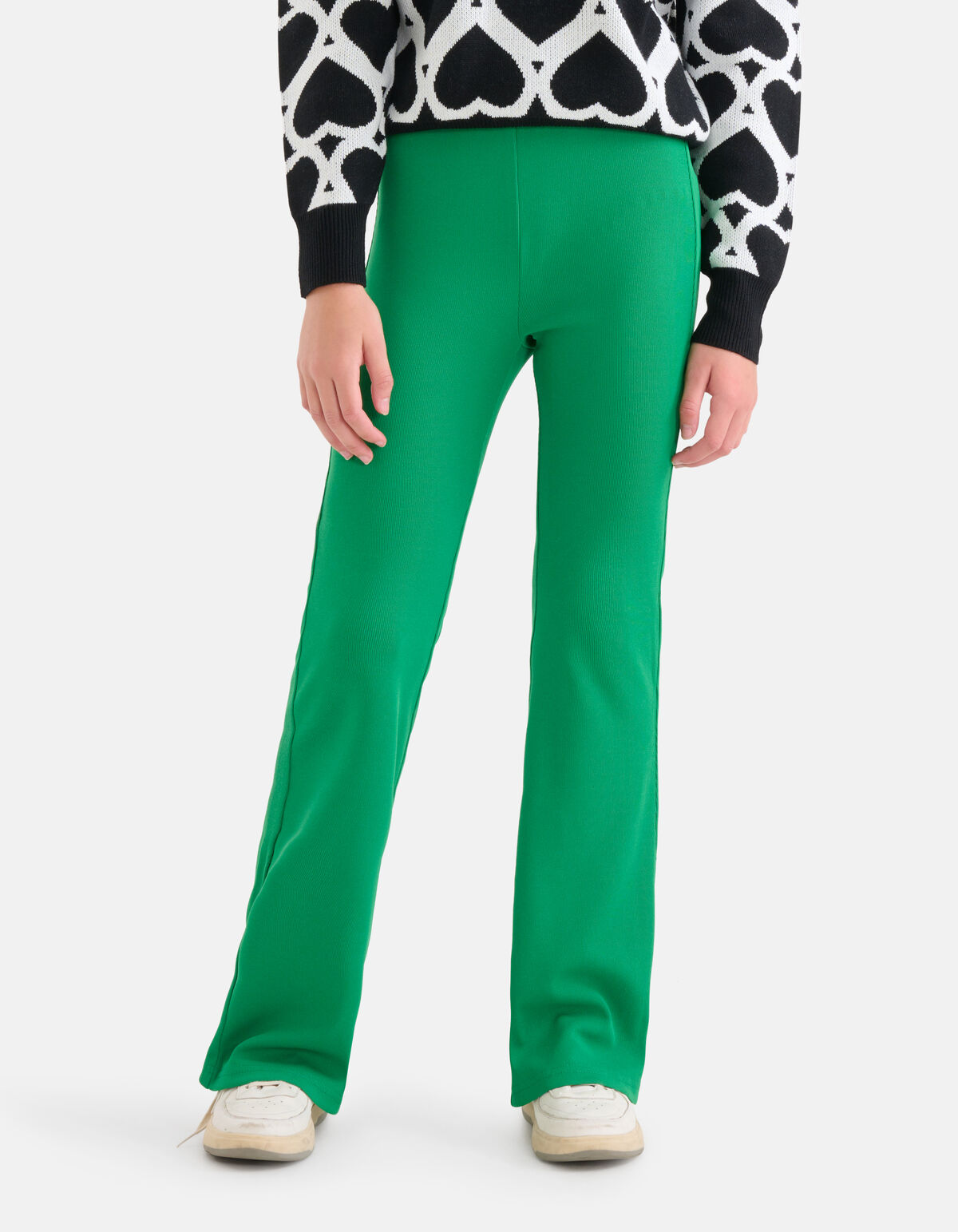 Ausgestellte Rippen-Leggings Grün SHOEBY GIRLS
